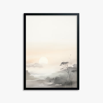 Misty Dawn Serenity, 50x70cm Framed Poster With Black Frame