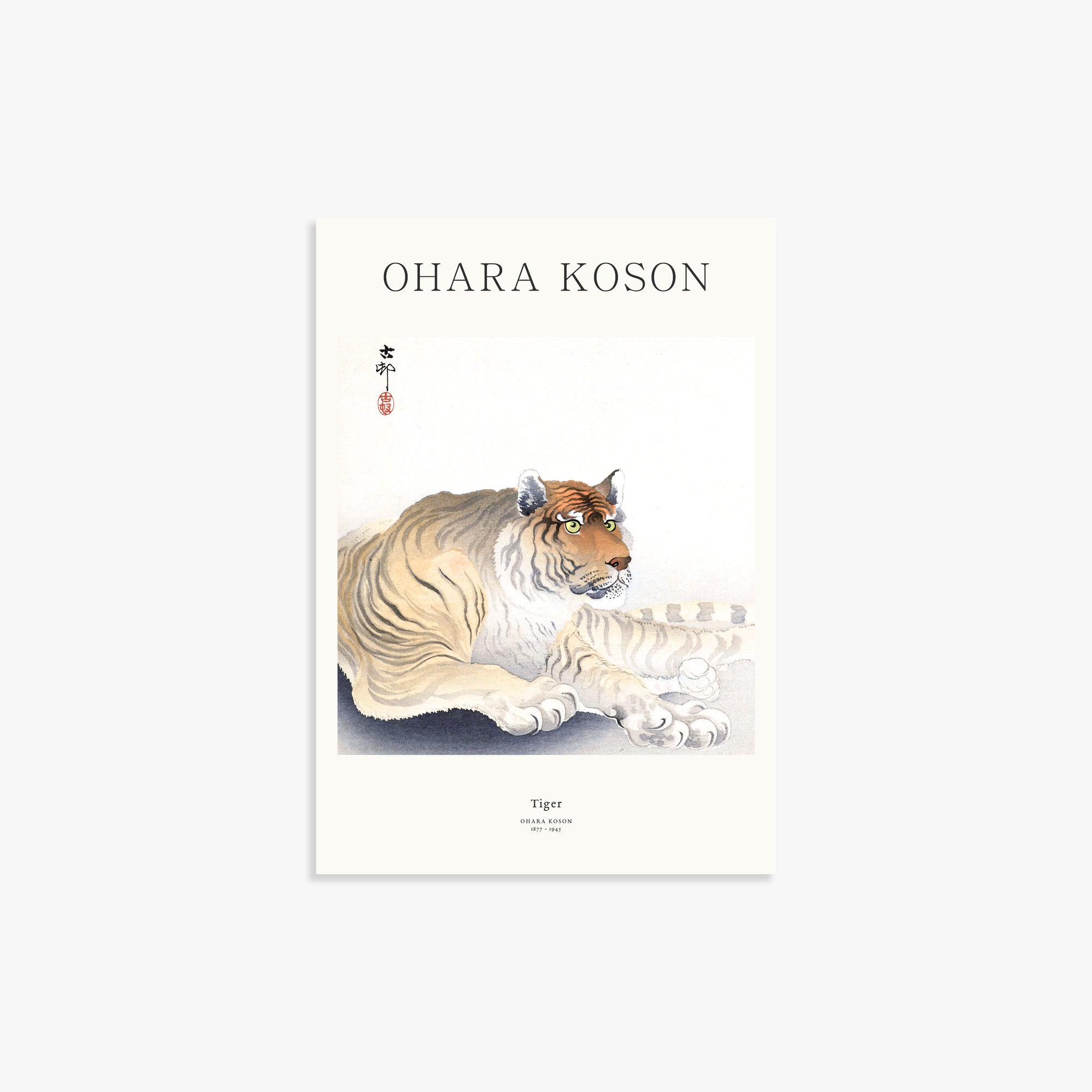 Ohara Koson: Tiger - Japandi, 21x30cm Art Reproduction Unframed