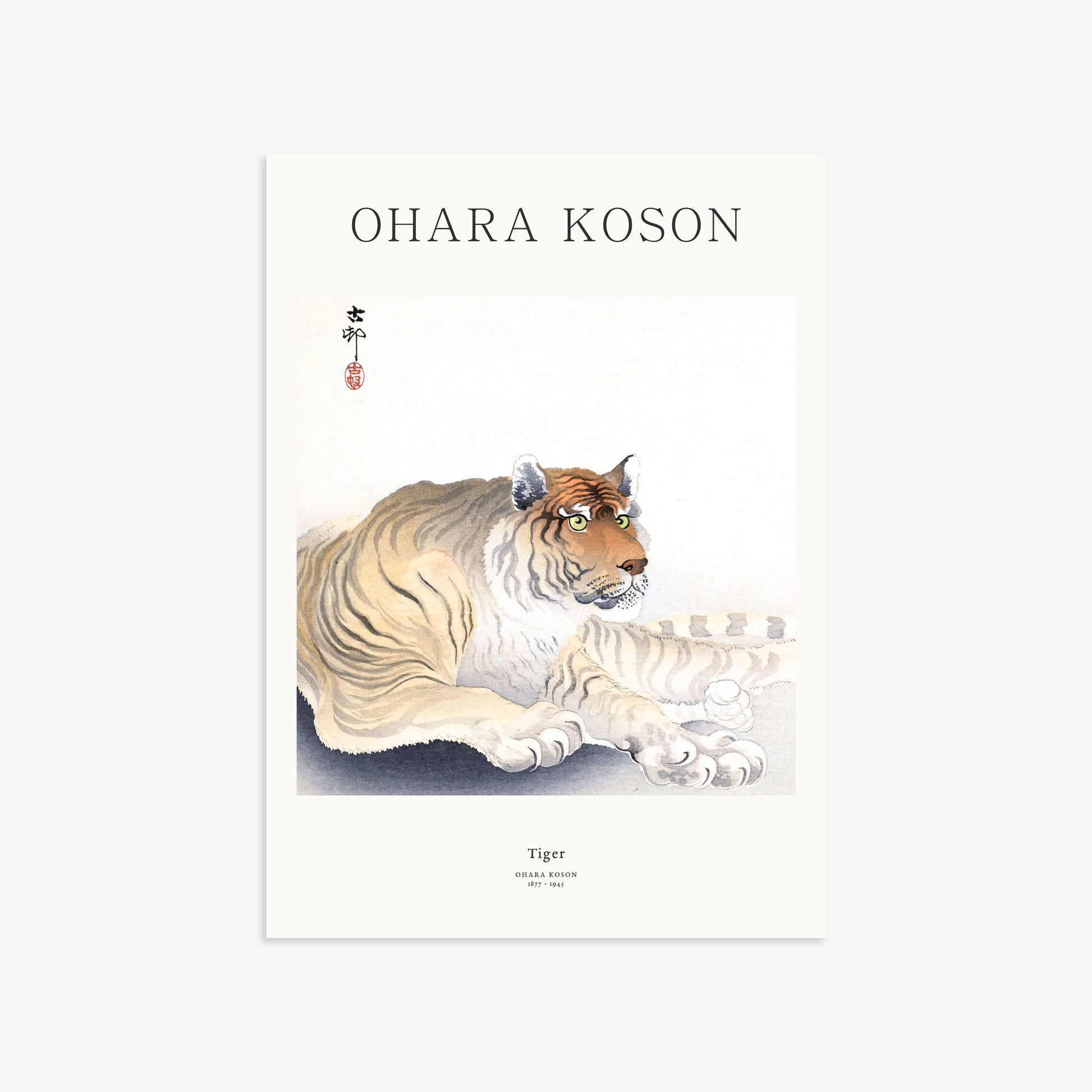 Ohara Koson: Tiger - Japandi, 50x70cm Art Reproduction Unframed