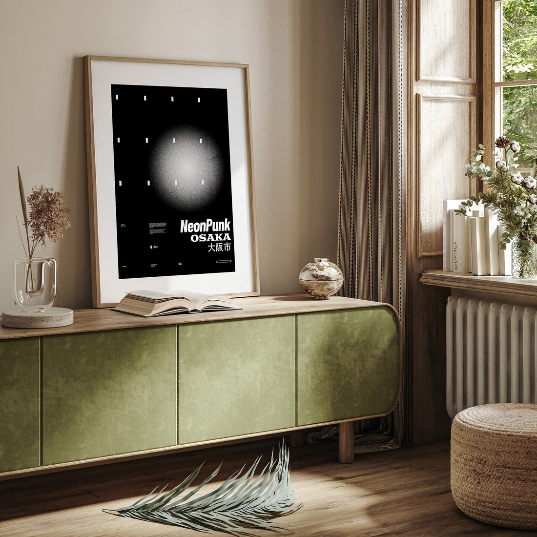 Black Neon Night, 50x70cm Framed Poster With Black Frame