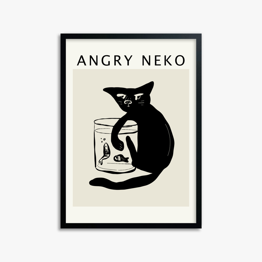 Fishies, 50x70cm Framed Poster With Black Frame