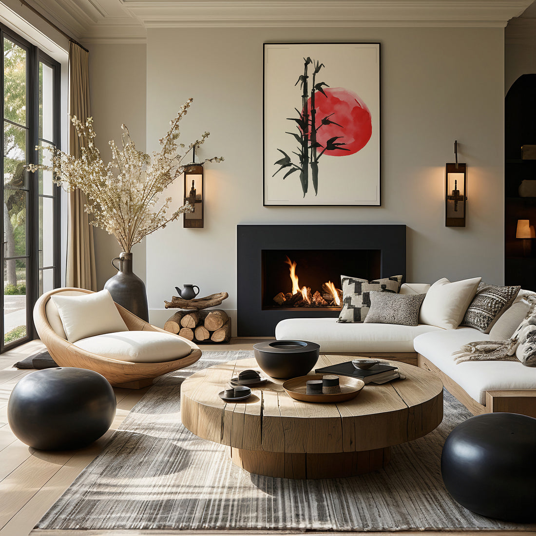 Bamboo at Sunset, 50x70cm Framed Poster With Black Frame