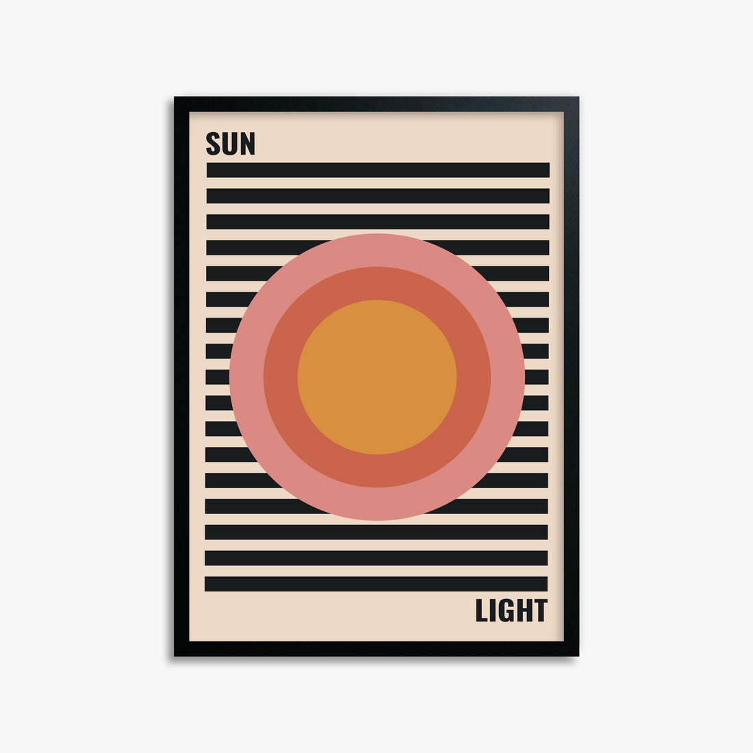 Pastel Sun, 50x70cm Framed Poster With Black Frame