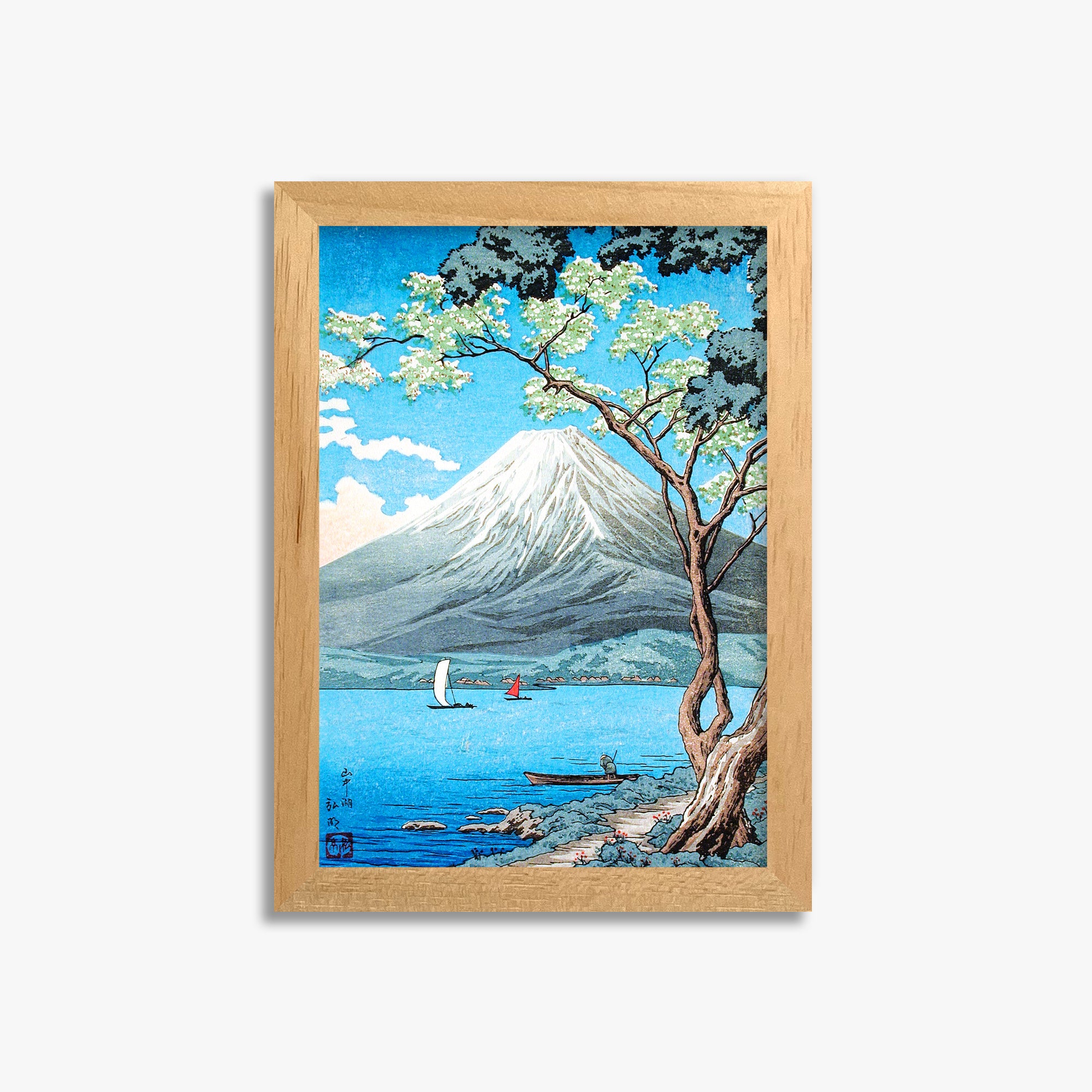 絵画 TAKEHIKO Mt.Fuji Takahashi Shotei - Mount Fuji & Lake Yamanaka Vintage Woodblock