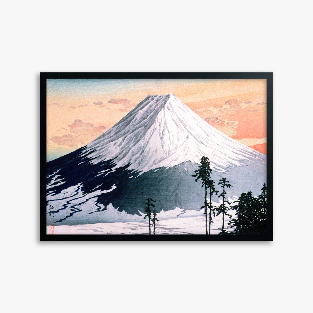 Takahashi Hiroaki (Shōtei): Katsuyama Neighborhood, 50x70cm Framed Art Reproduction With Black Frame