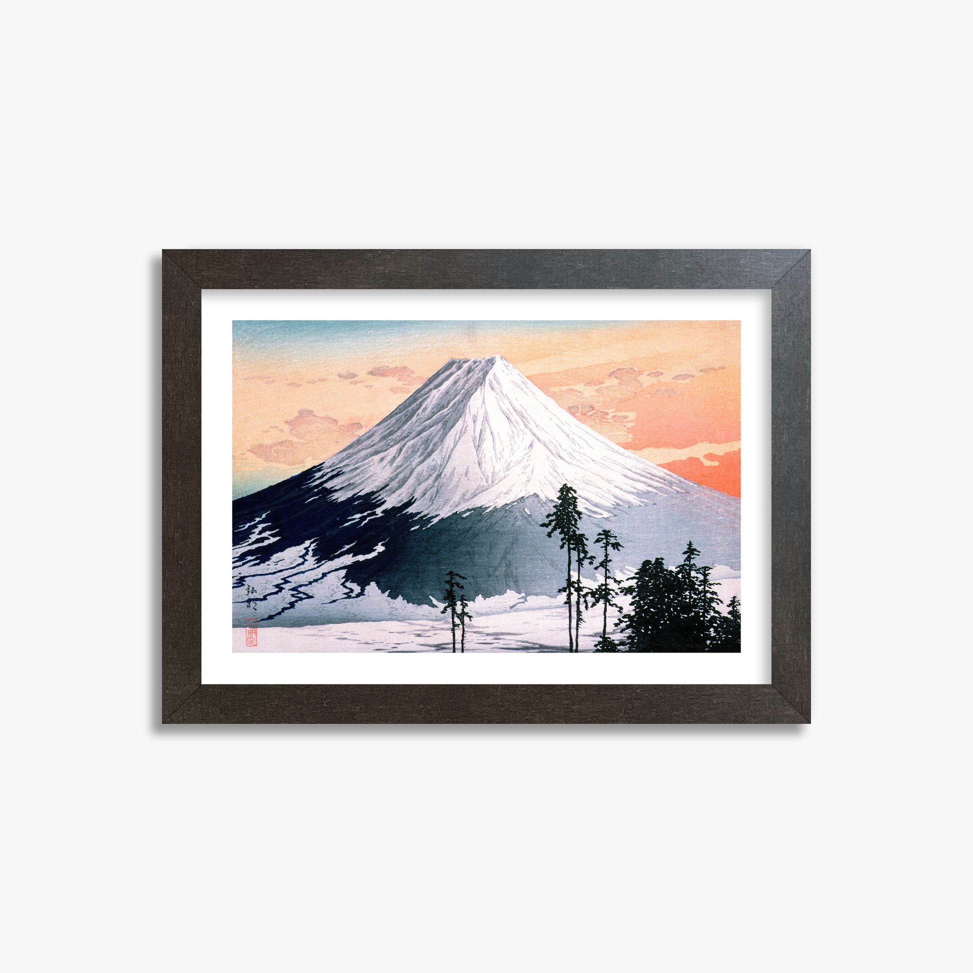 Takahashi Hiroaki (Shōtei): Katsuyama Neighborhood, 21x30cm Framed Art Reproduction With Espresso Frame