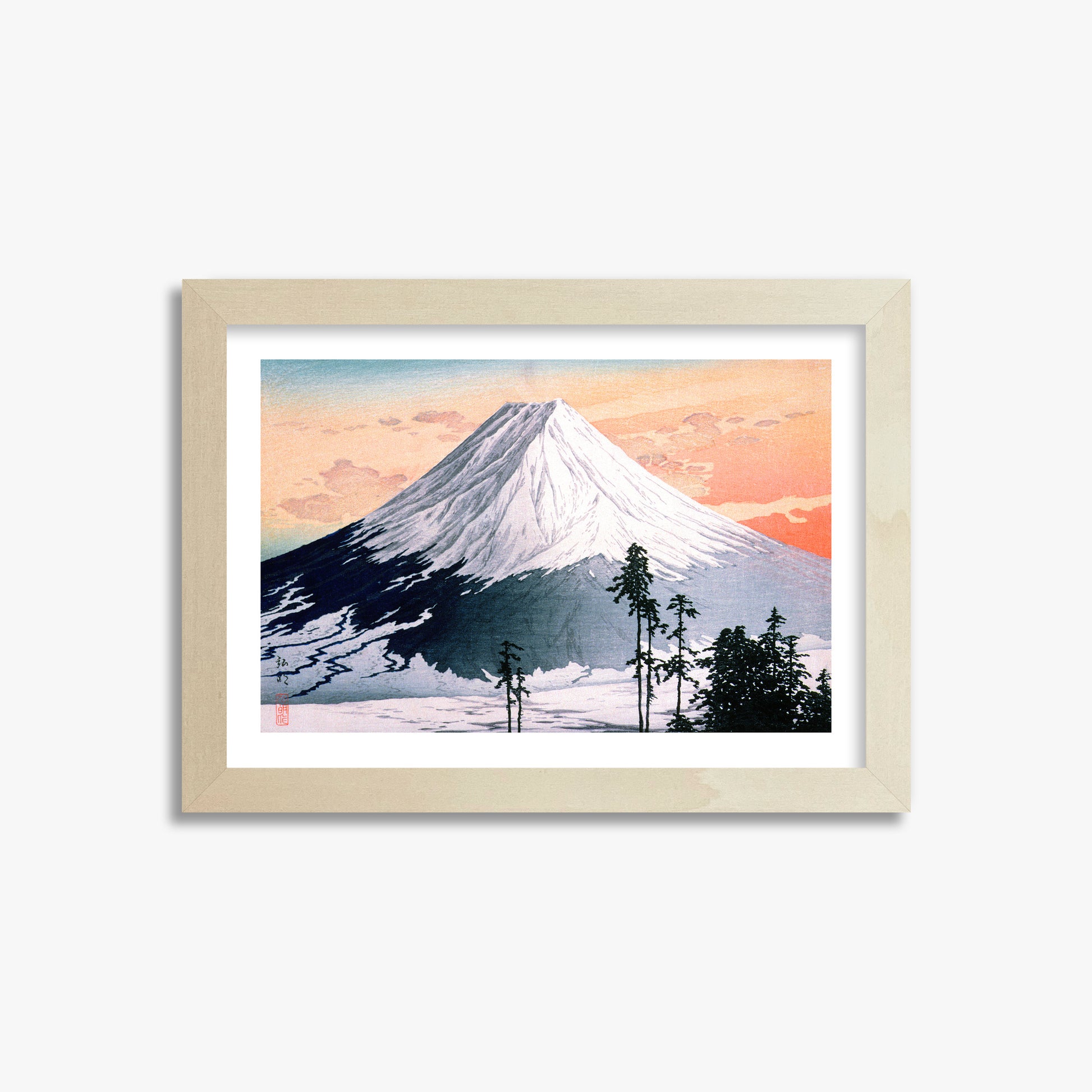 Takahashi Hiroaki (Shōtei): Katsuyama Neighborhood, 21x30cm Framed Art Reproduction With Lime Wood Frame
