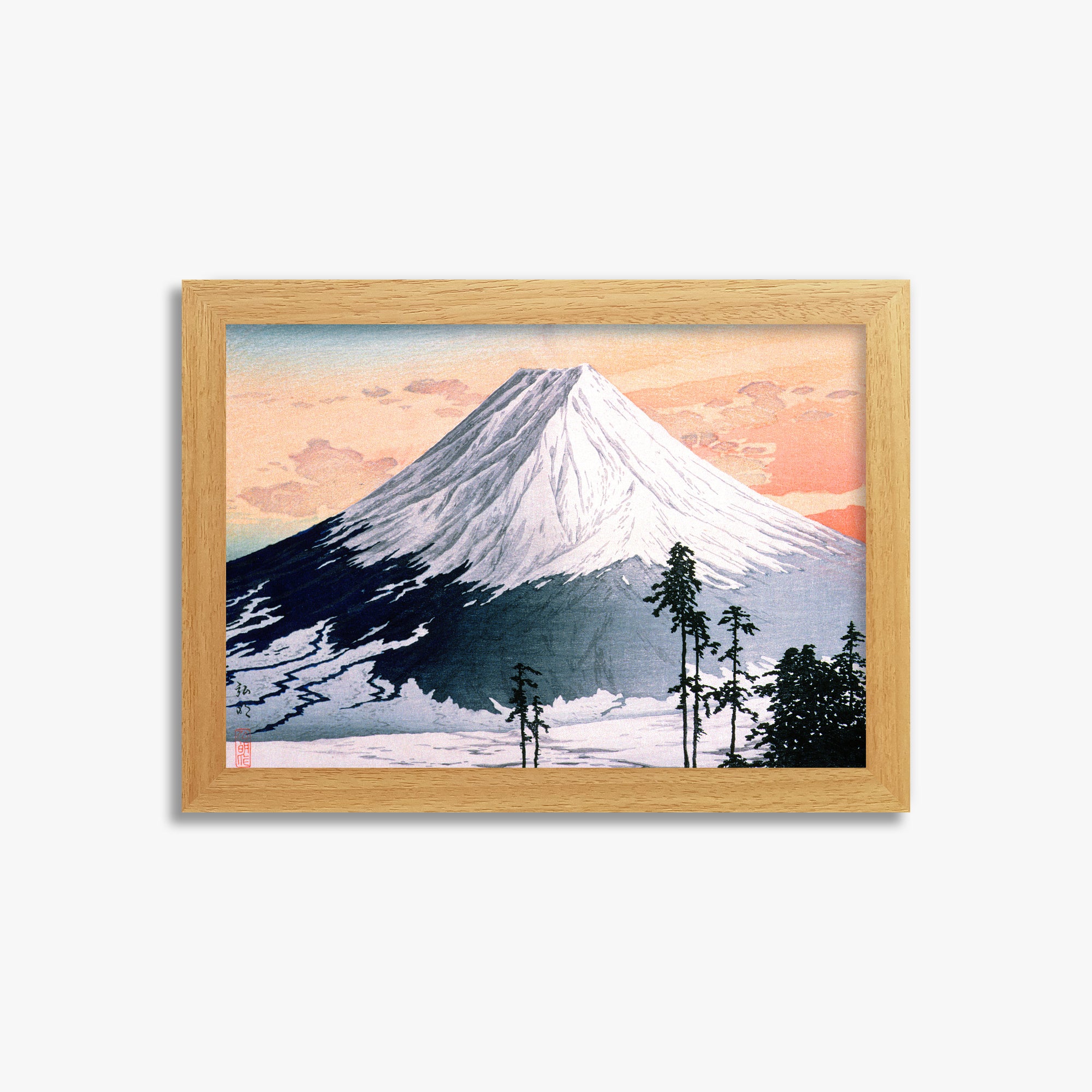 Takahashi Hiroaki (Shōtei): Katsuyama Neighborhood, 21x30cm Framed Art Reproduction With Oak Frame