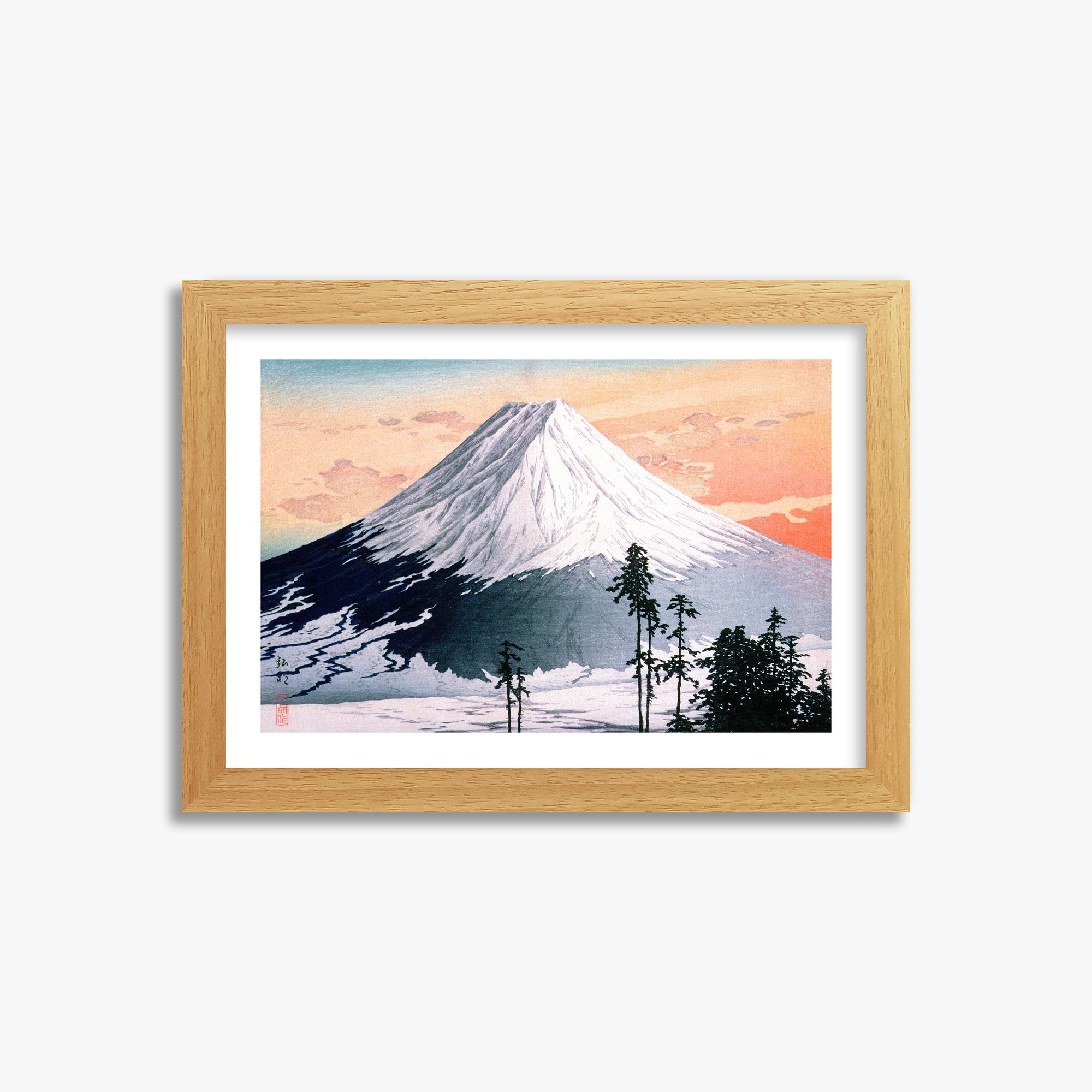 Takahashi Hiroaki (Shōtei): Katsuyama Neighborhood, 21x30cm Framed Art Reproduction With Oak Frame