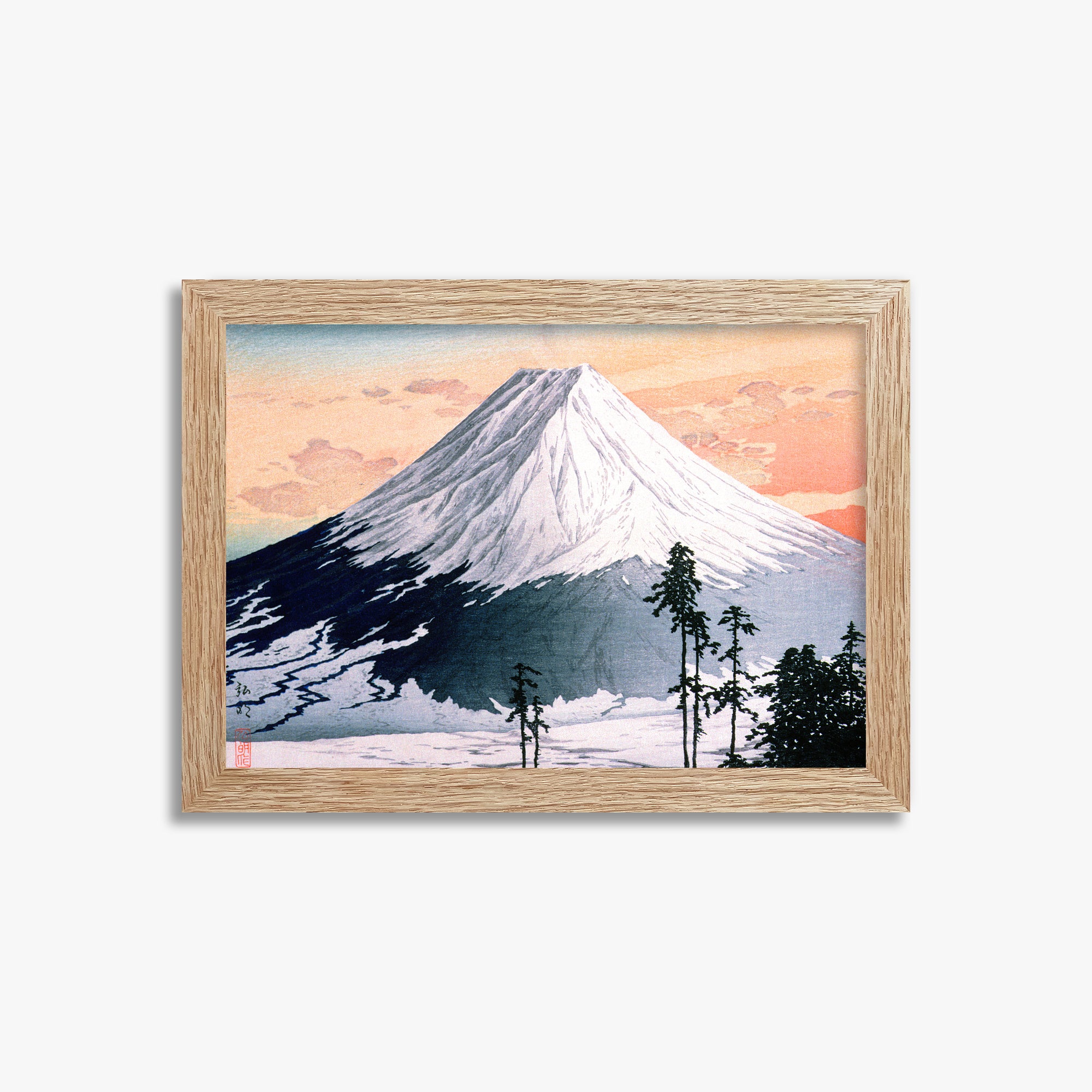 Takahashi Hiroaki (Shōtei): Katsuyama Neighborhood, 21x30cm Framed Art Reproduction With Raw Oak Frame