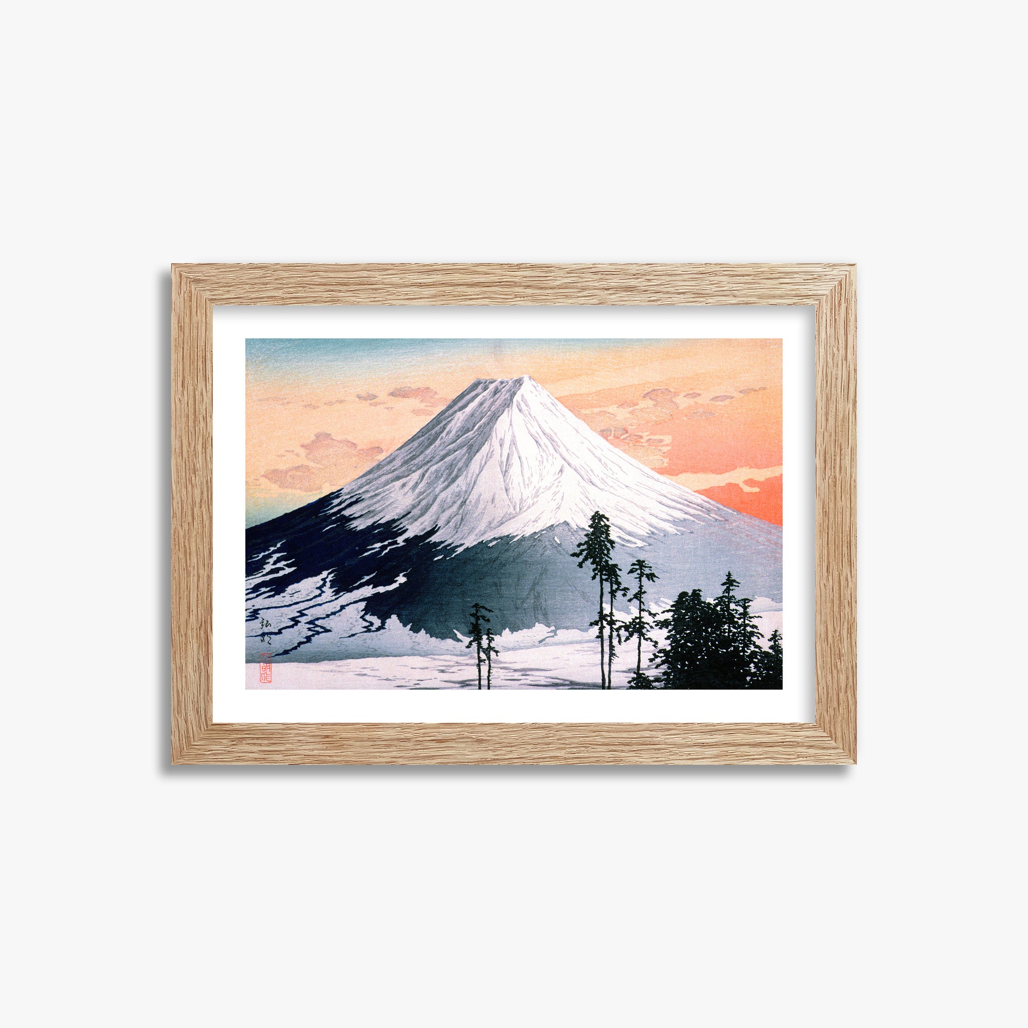 Takahashi Hiroaki (Shōtei): Katsuyama Neighborhood, 21x30cm Framed Art Reproduction With Raw Oak Frame