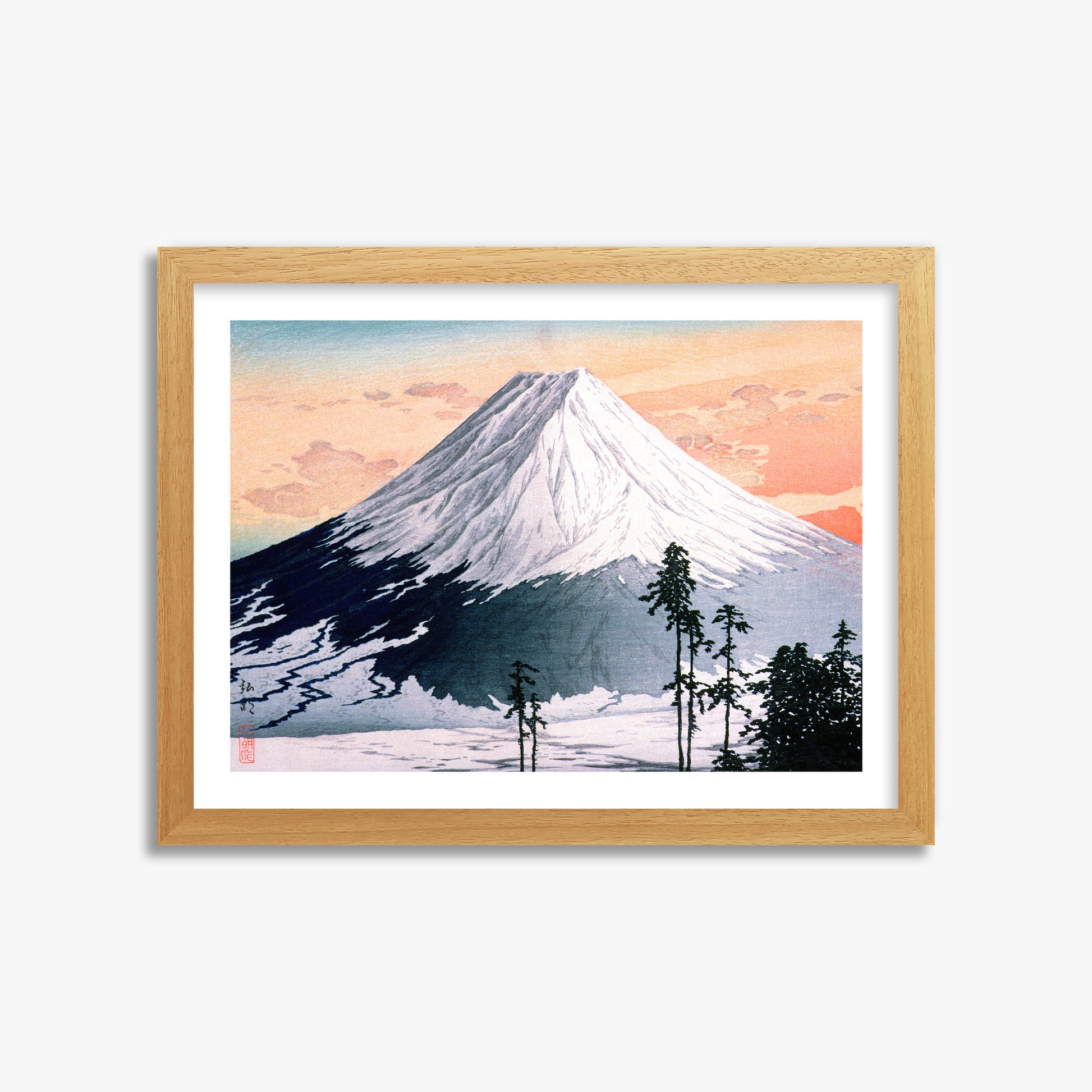 Takahashi Hiroaki (Shōtei): Katsuyama Neighborhood, 30x40cm Framed Art Reproduction With Oak Frame