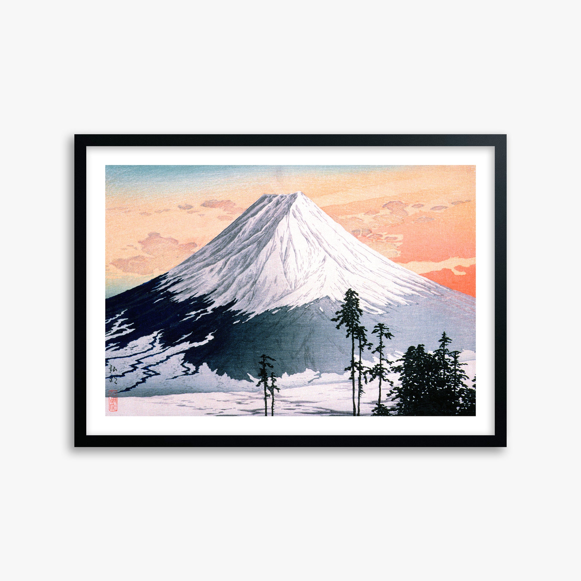 Takahashi Hiroaki (Shōtei): Katsuyama Neighborhood, 50x70cm Framed Art Reproduction With Black Frame