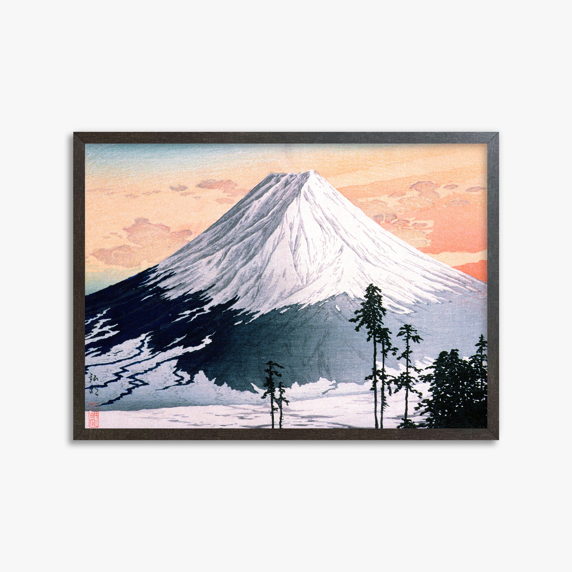 Takahashi Hiroaki (Shōtei): Katsuyama Neighborhood, 50x70cm Framed Art Reproduction With Espresso Frame