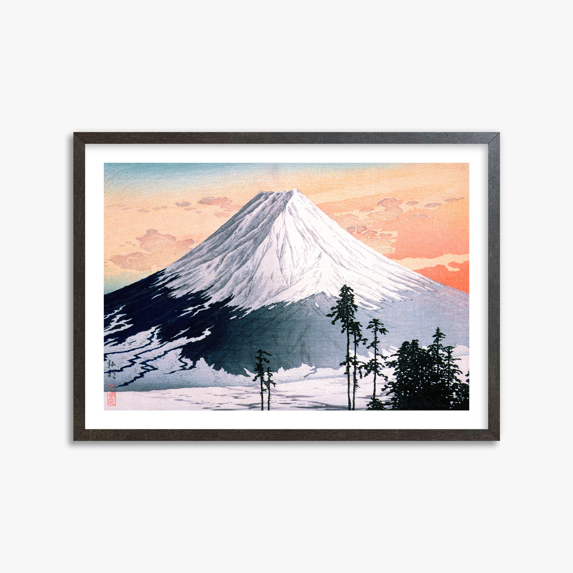 Takahashi Hiroaki (Shōtei): Katsuyama Neighborhood, 50x70cm Framed Art Reproduction With Espresso Frame