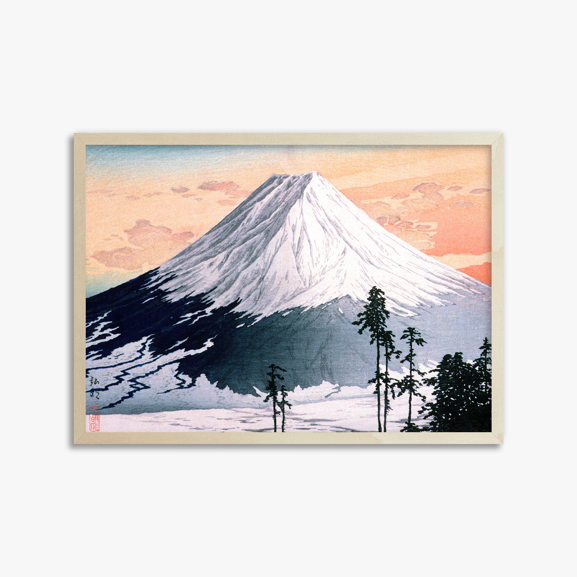 Takahashi Hiroaki (Shōtei): Katsuyama Neighborhood, 50x70cm Framed Art Reproduction With Lime Wood Frame