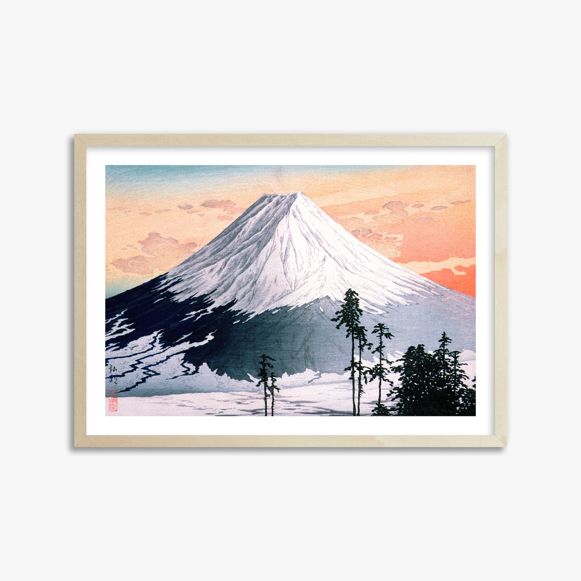 Takahashi Hiroaki (Shōtei): Katsuyama Neighborhood, 50x70cm Framed Art Reproduction With Lime Wood Frame
