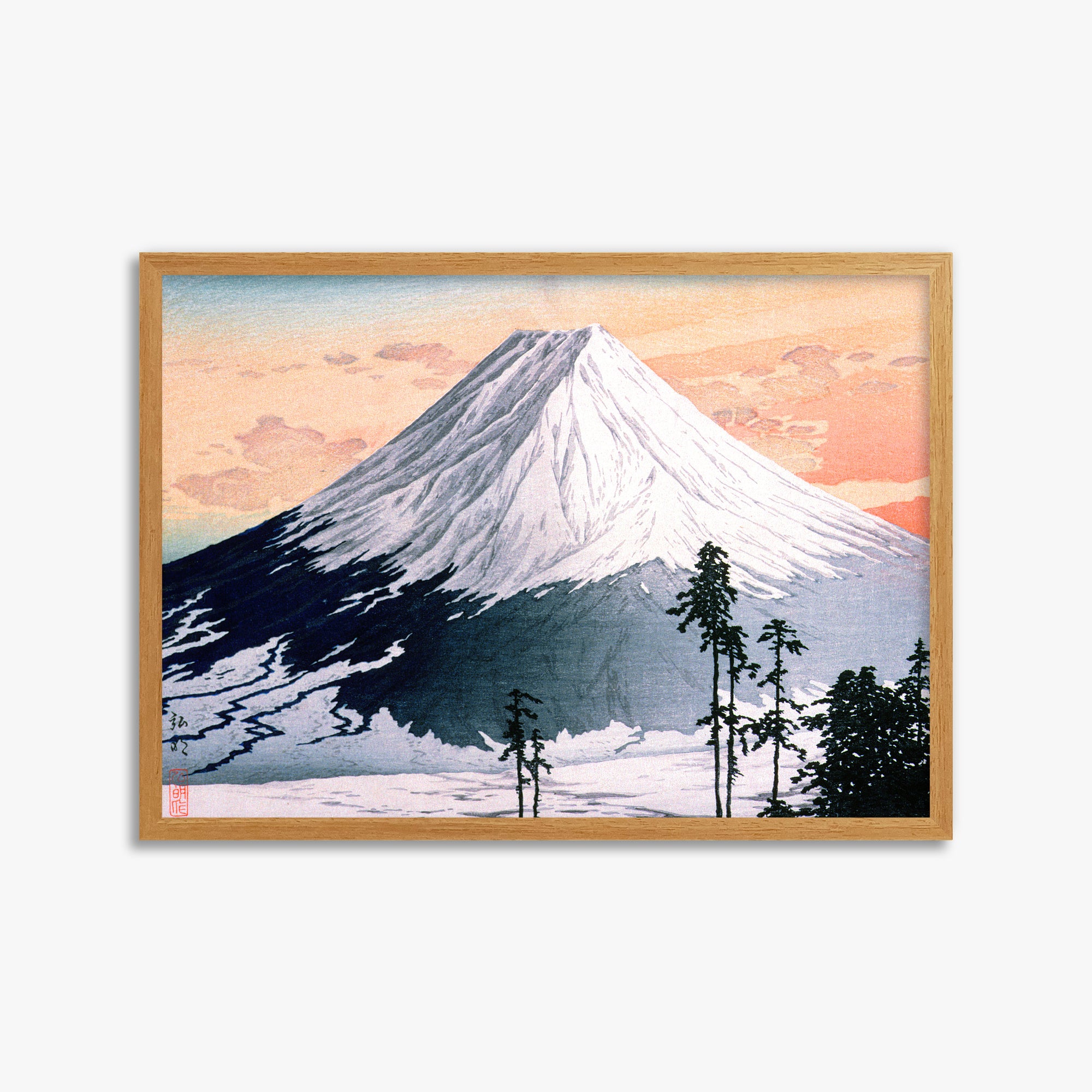Takahashi Hiroaki (Shōtei): Katsuyama Neighborhood, 50x70cm Framed Art Reproduction With Oak Frame