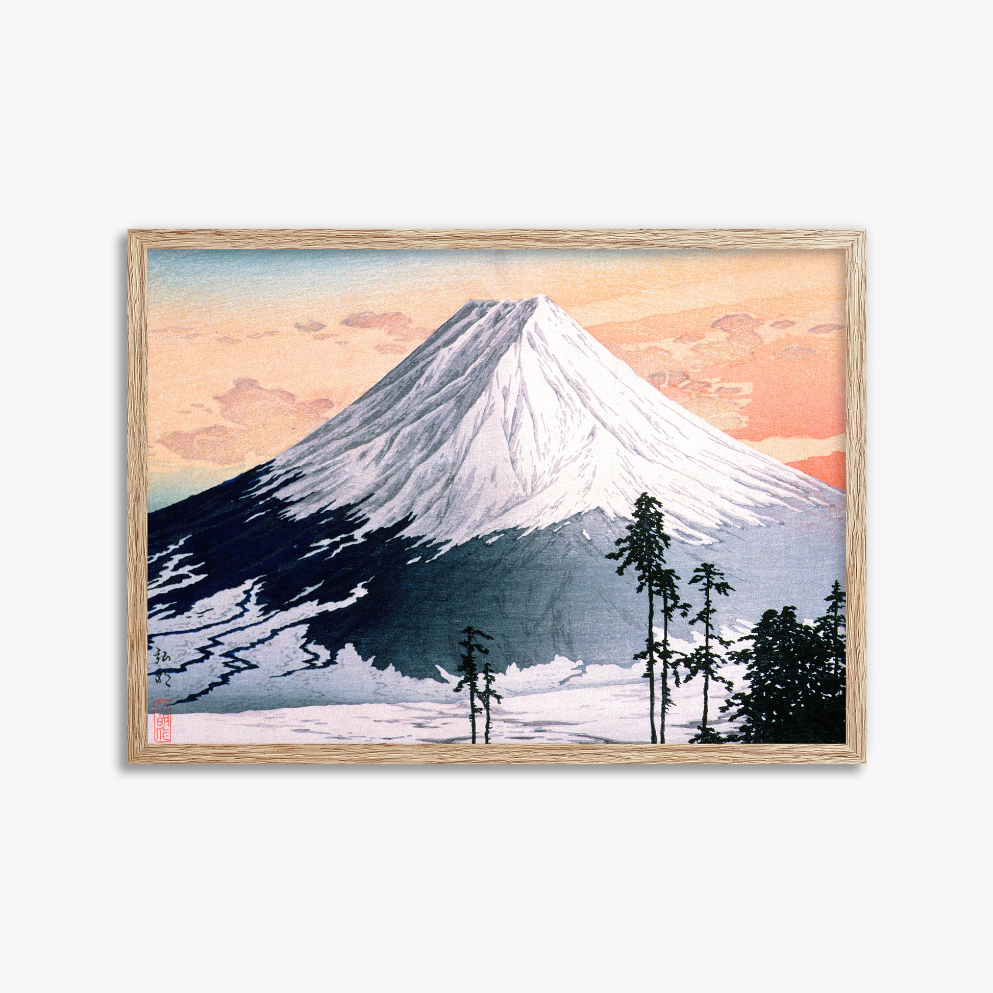 Takahashi Hiroaki (Shōtei): Katsuyama Neighborhood, 50x70cm Framed Art Reproduction With Raw Oak Frame