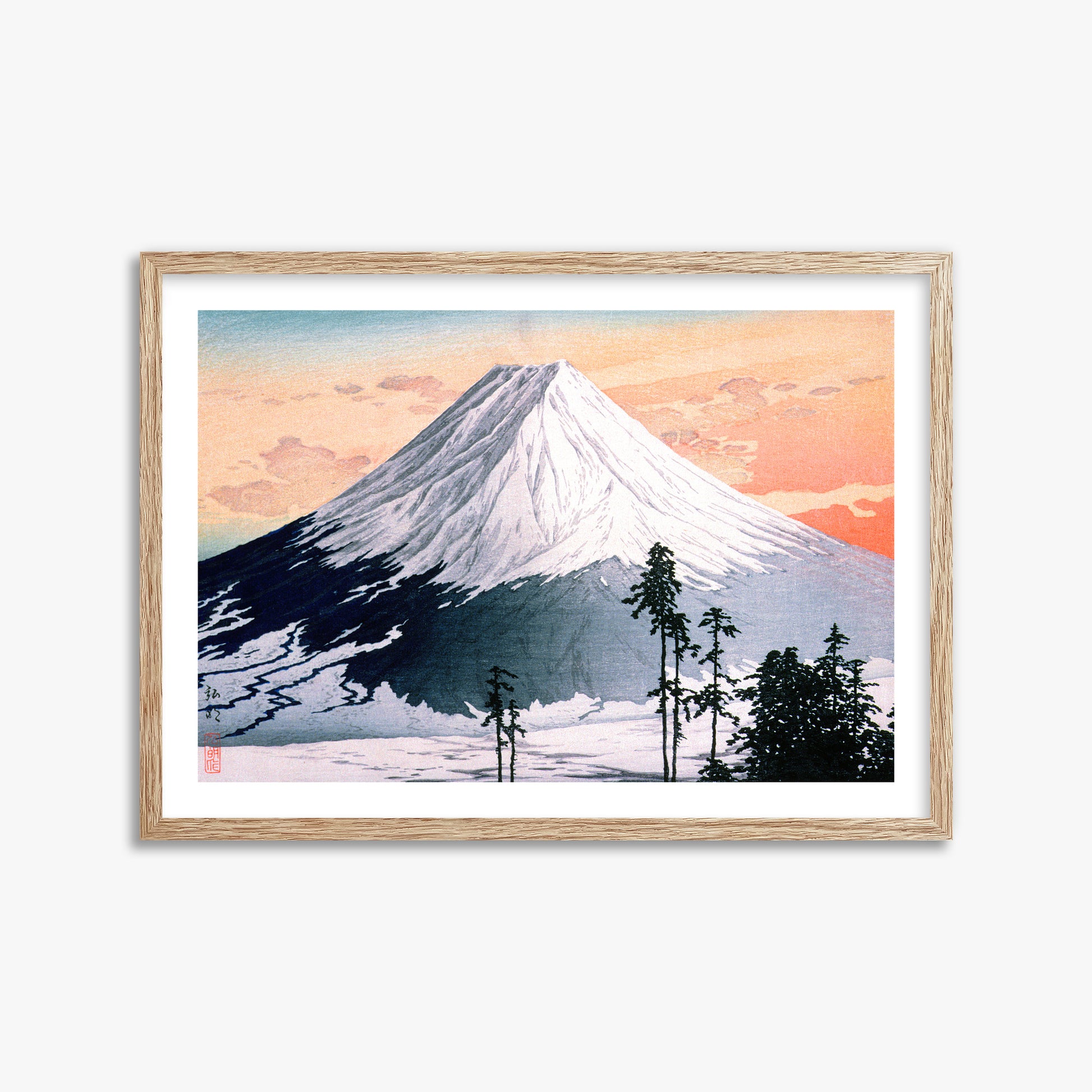 Takahashi Hiroaki (Shōtei): Katsuyama Neighborhood, 50x70cm Framed Art Reproduction With Raw Oak Frame