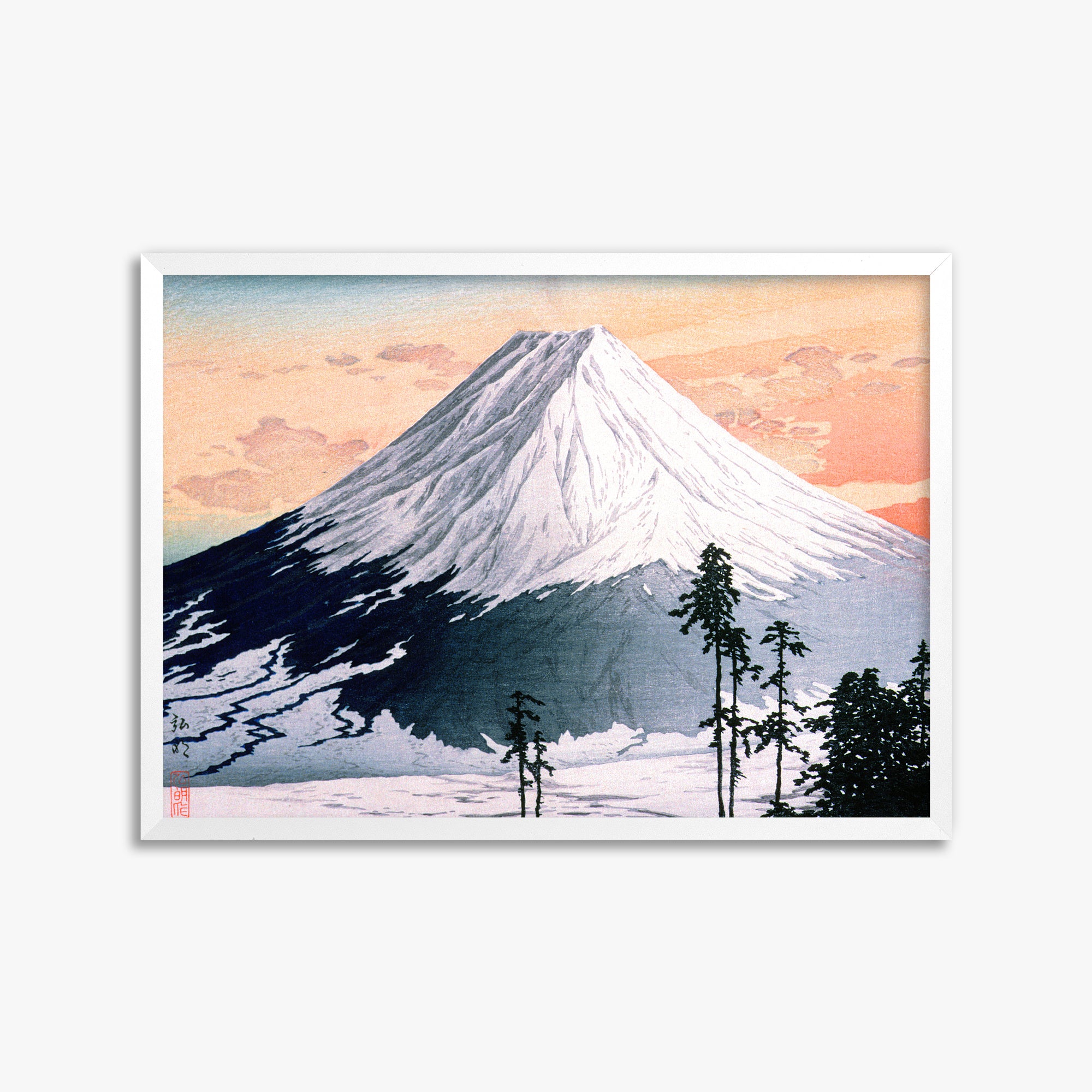 Takahashi Hiroaki (Shōtei): Katsuyama Neighborhood, 50x70cm Framed Art Reproduction With White Frame