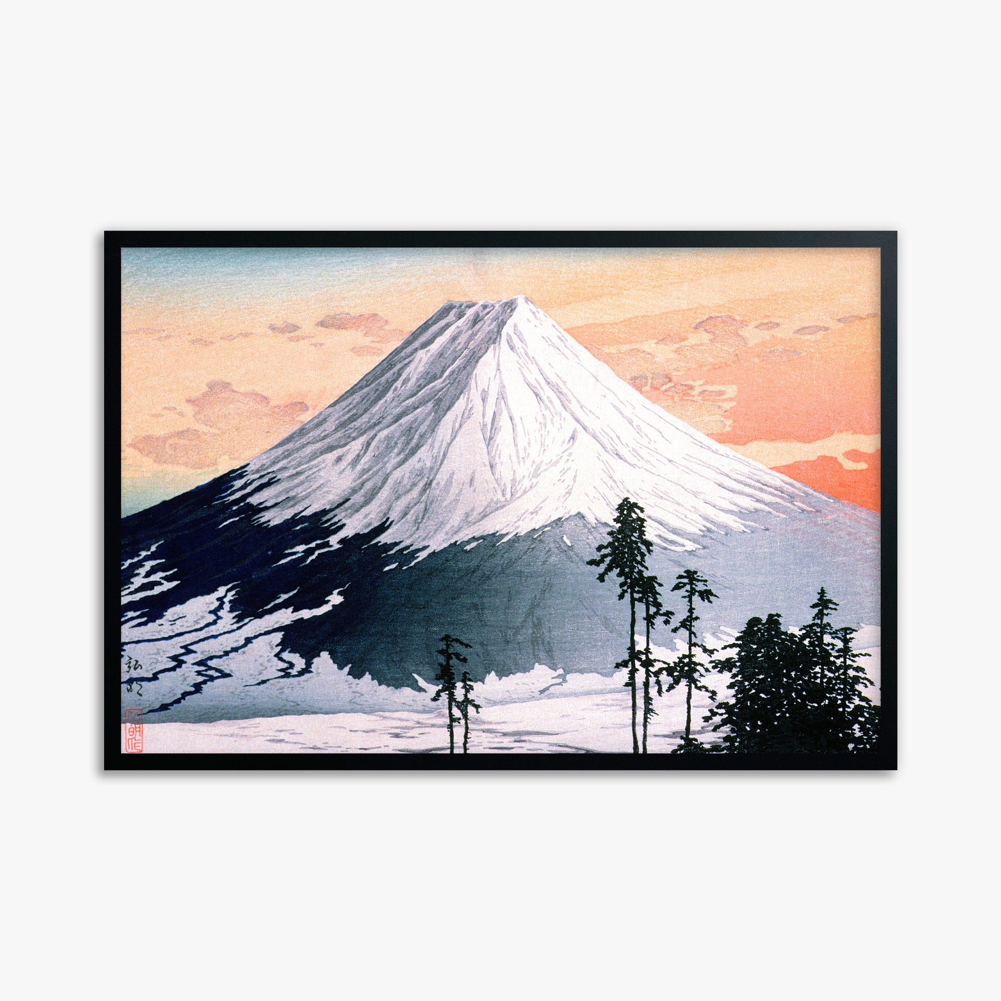 Takahashi Hiroaki (Shōtei): Katsuyama Neighborhood, 61x91cm Framed Art Reproduction With Black Frame