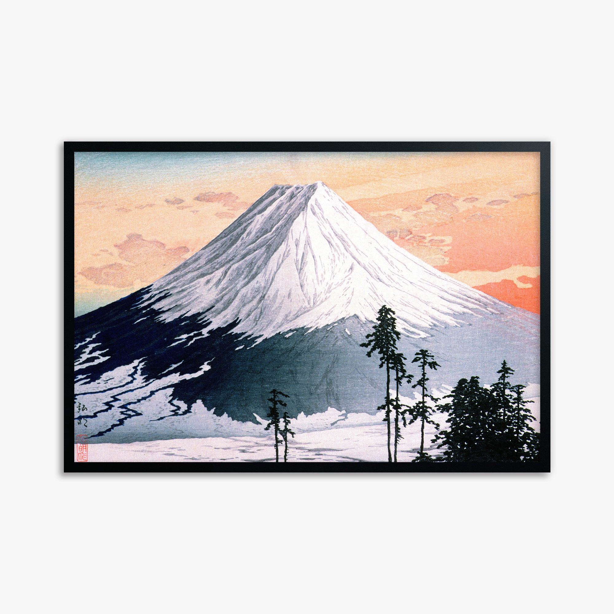 Takahashi Hiroaki (Shōtei): Katsuyama Neighborhood, 61x91cm Framed Art Reproduction With Black Frame