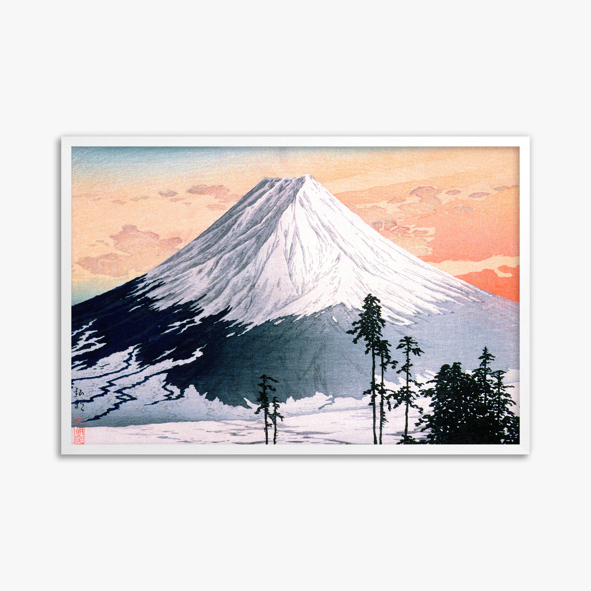 Takahashi Hiroaki (Shōtei): Katsuyama Neighborhood, 61x91cm Framed Art Reproduction With White Frame