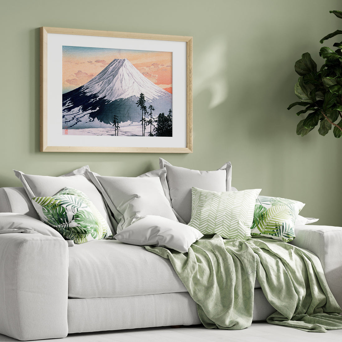 Takahashi Hiroaki (Shōtei): Katsuyama Neighborhood, 50x70cm Framed Art Reproduction With Black Frame