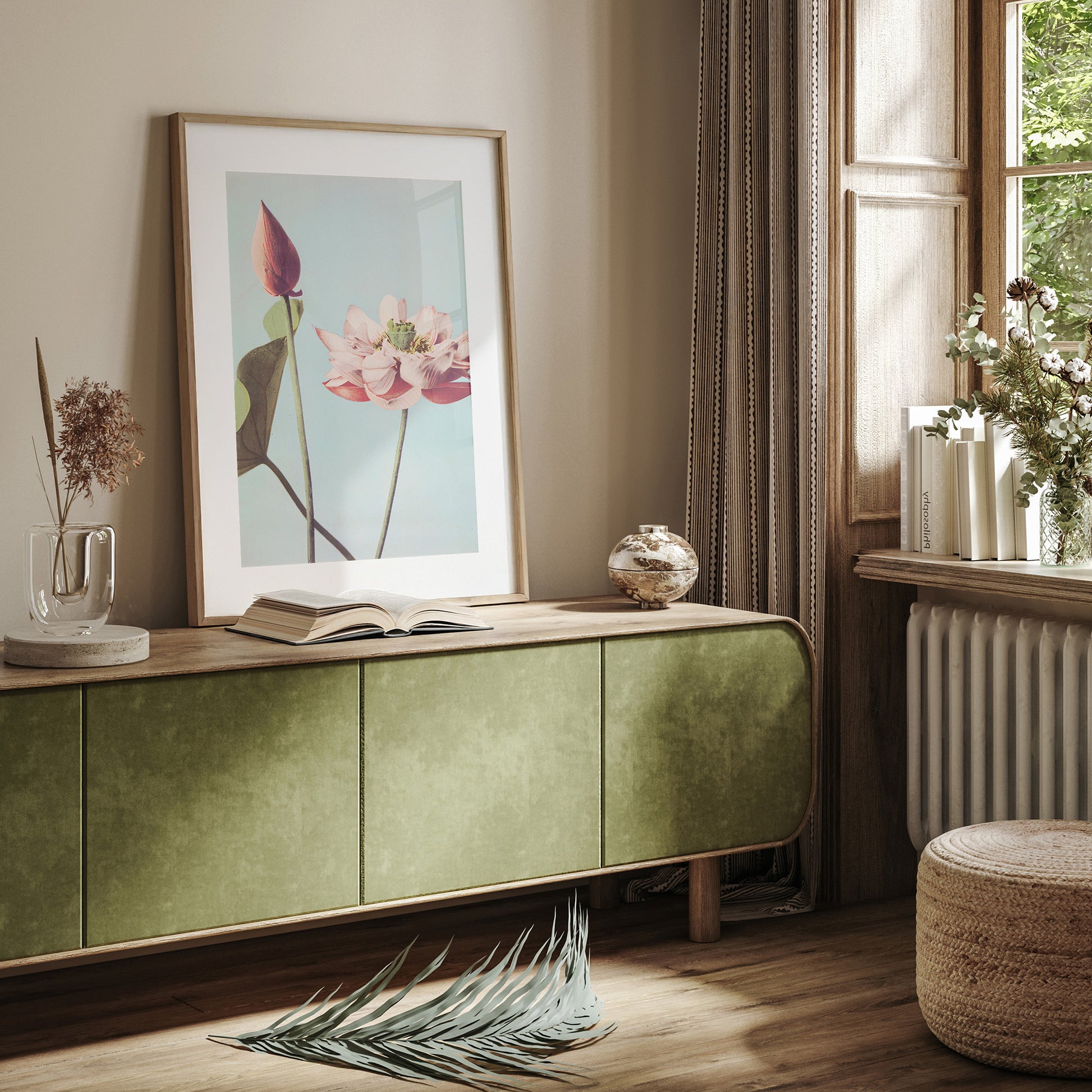 Design Concept No. 23 for Ogawa Kazumasa: Lotus Flowers Japanese Wall Art