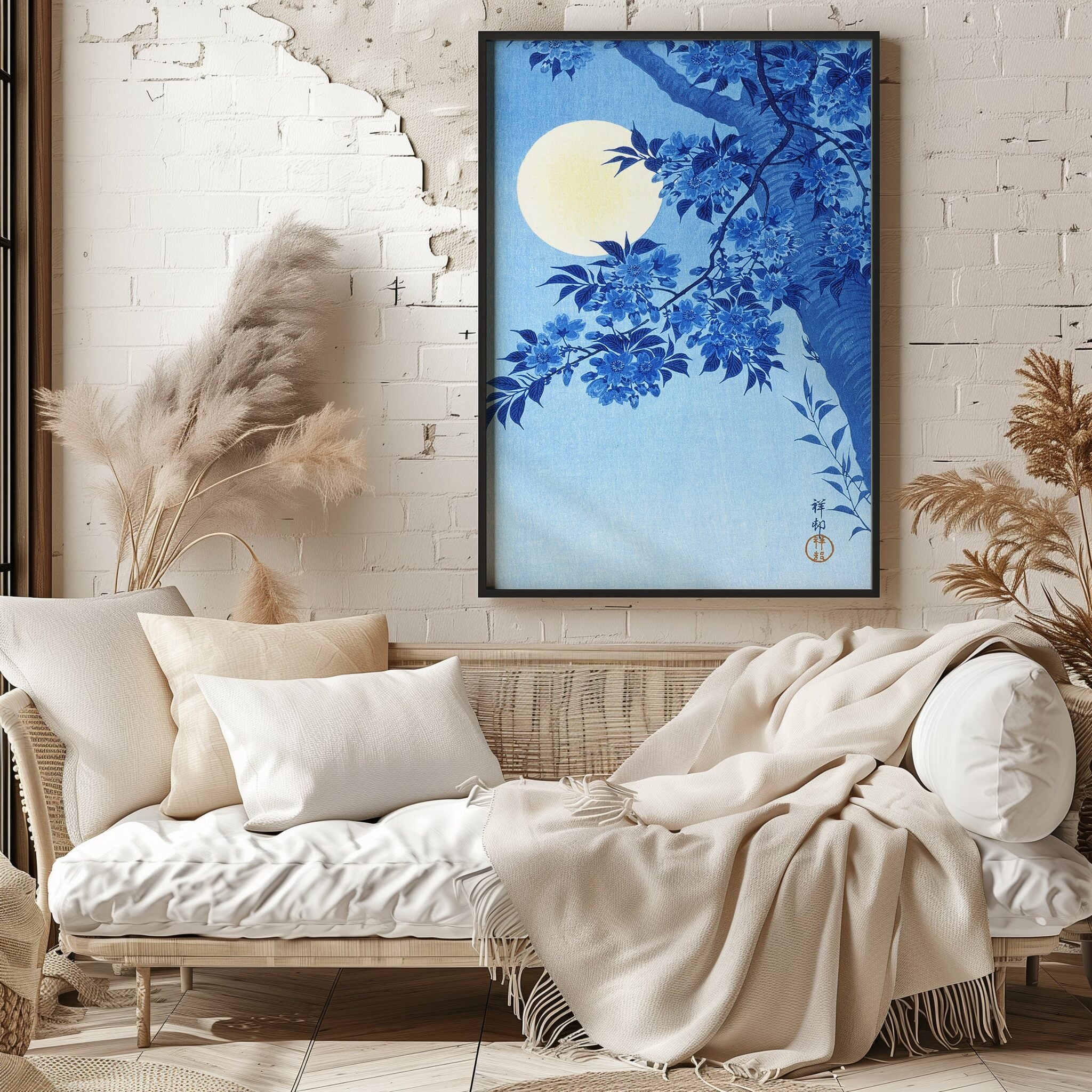 Design Concept No. 29 for Ohara Koson: Blossoming Cherry on a Moonlit Night Japanese Wall Art