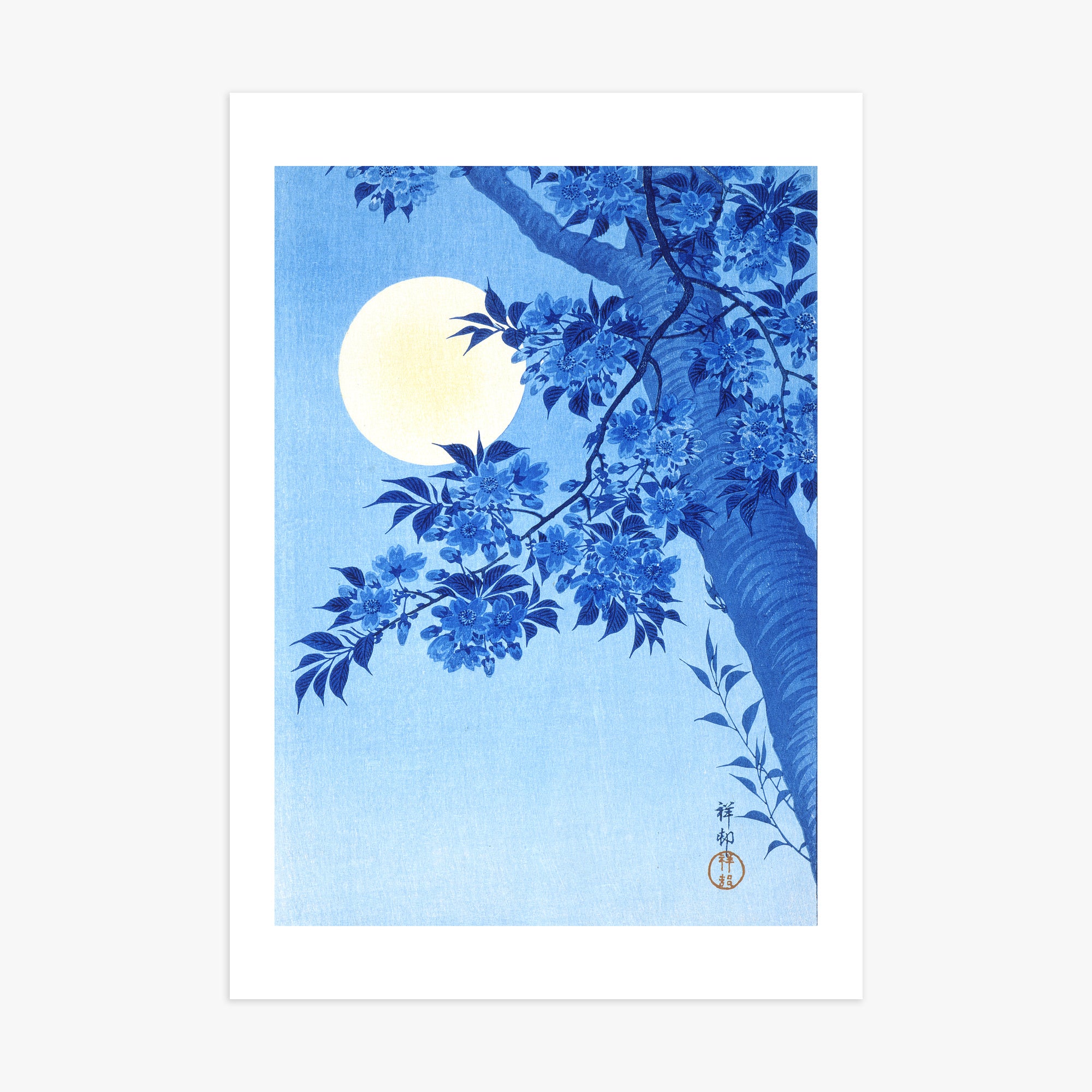 Ohara Koson: Blossoming Cherry on a Moonlit Night, 70x100cm Printed Poster
