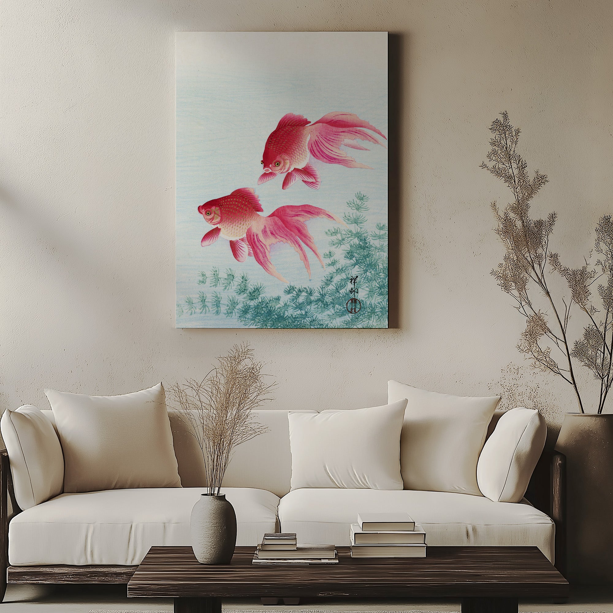 Two veil goldfish