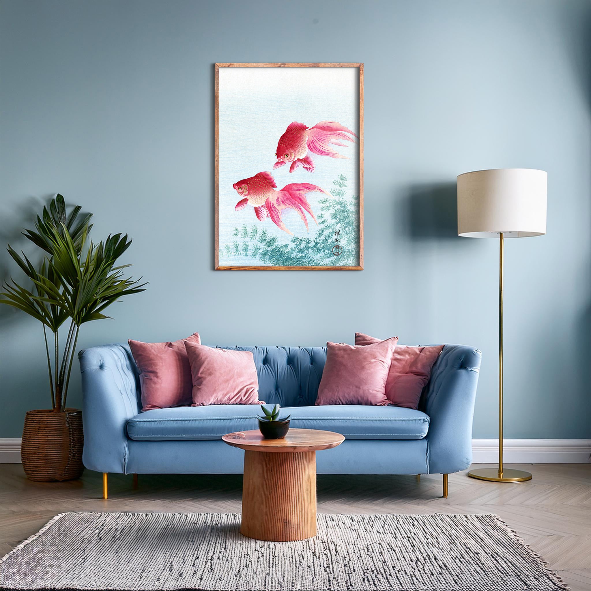 Design Concept No. 28 for Ohara Koson: Two veil goldfish Japanese Wall Art