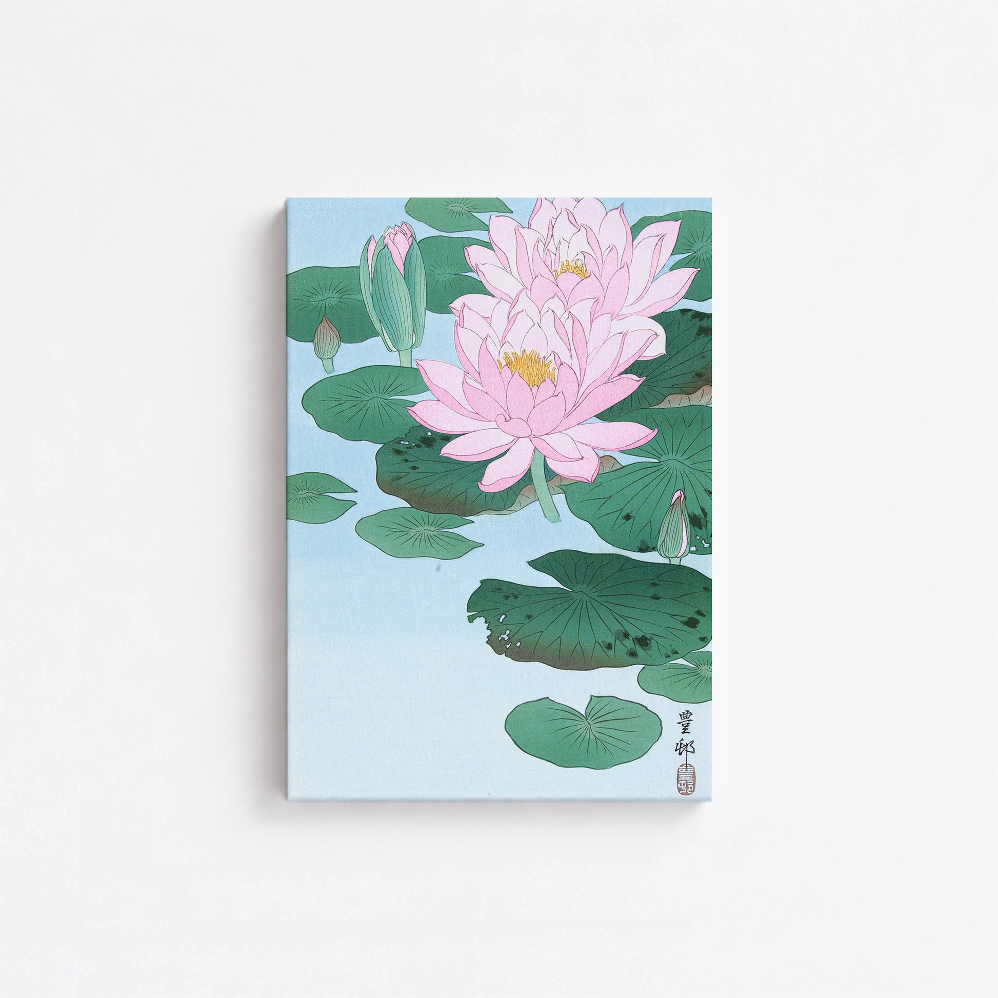 Ohara Koson: Water Lily, 21x30cm Satin Canvas Art Reproduction