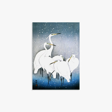 Ohara Koson: Egrets in the Snow, 21x30cm Art Reproduction Unframed