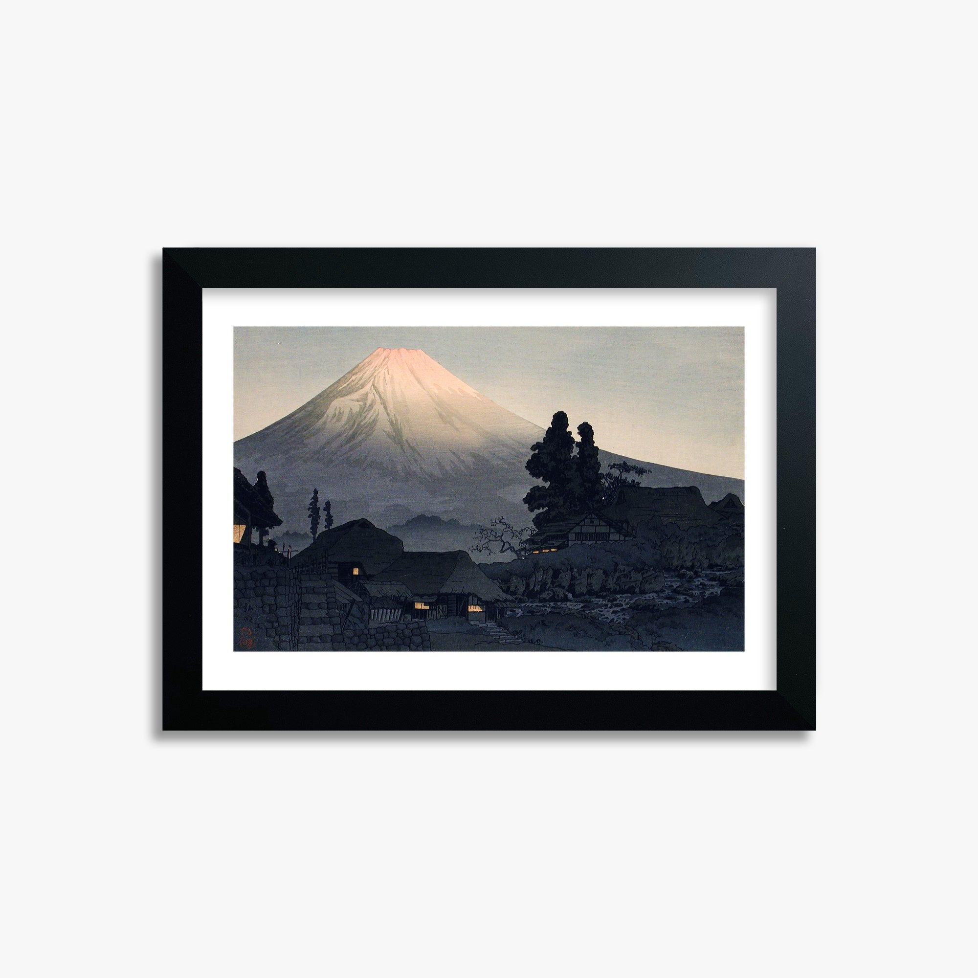 Takahashi Hiroaki (Shōtei): Mount Fuji From Mizukubo (Ukutsu), 21x30cm Framed Art Reproduction With Black Frame