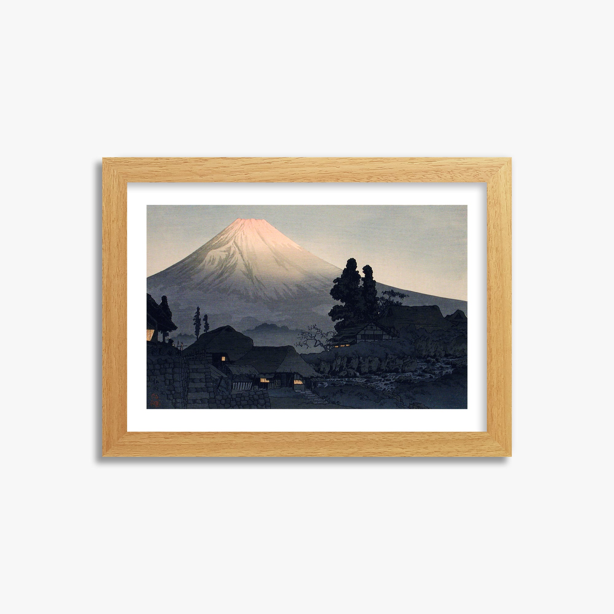 Takahashi Hiroaki (Shōtei): Mount Fuji From Mizukubo (Ukutsu), 21x30cm Framed Art Reproduction With Oak Frame
