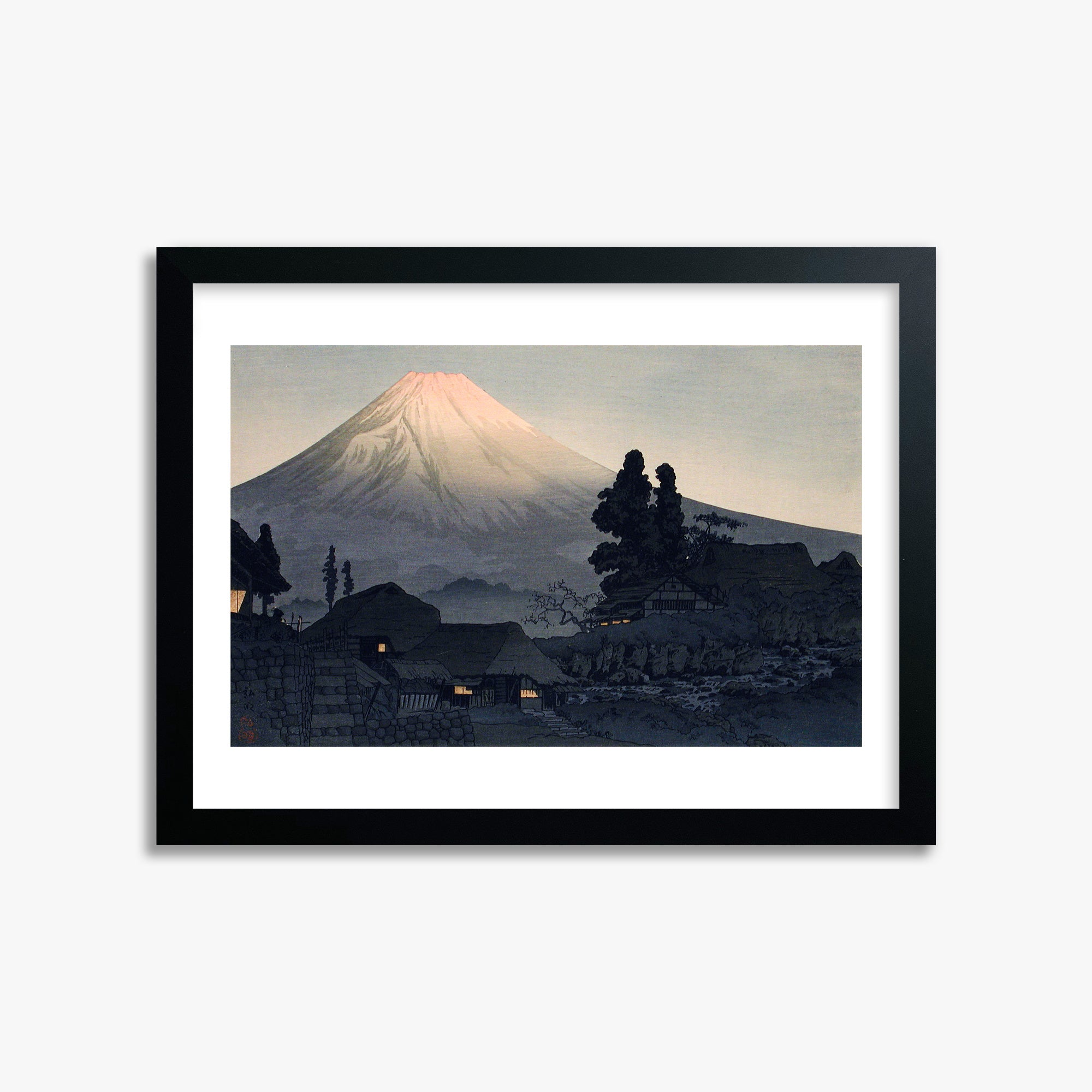 Takahashi Hiroaki (Shōtei): Mount Fuji From Mizukubo (Ukutsu), 30x40cm Framed Art Reproduction With Black Frame