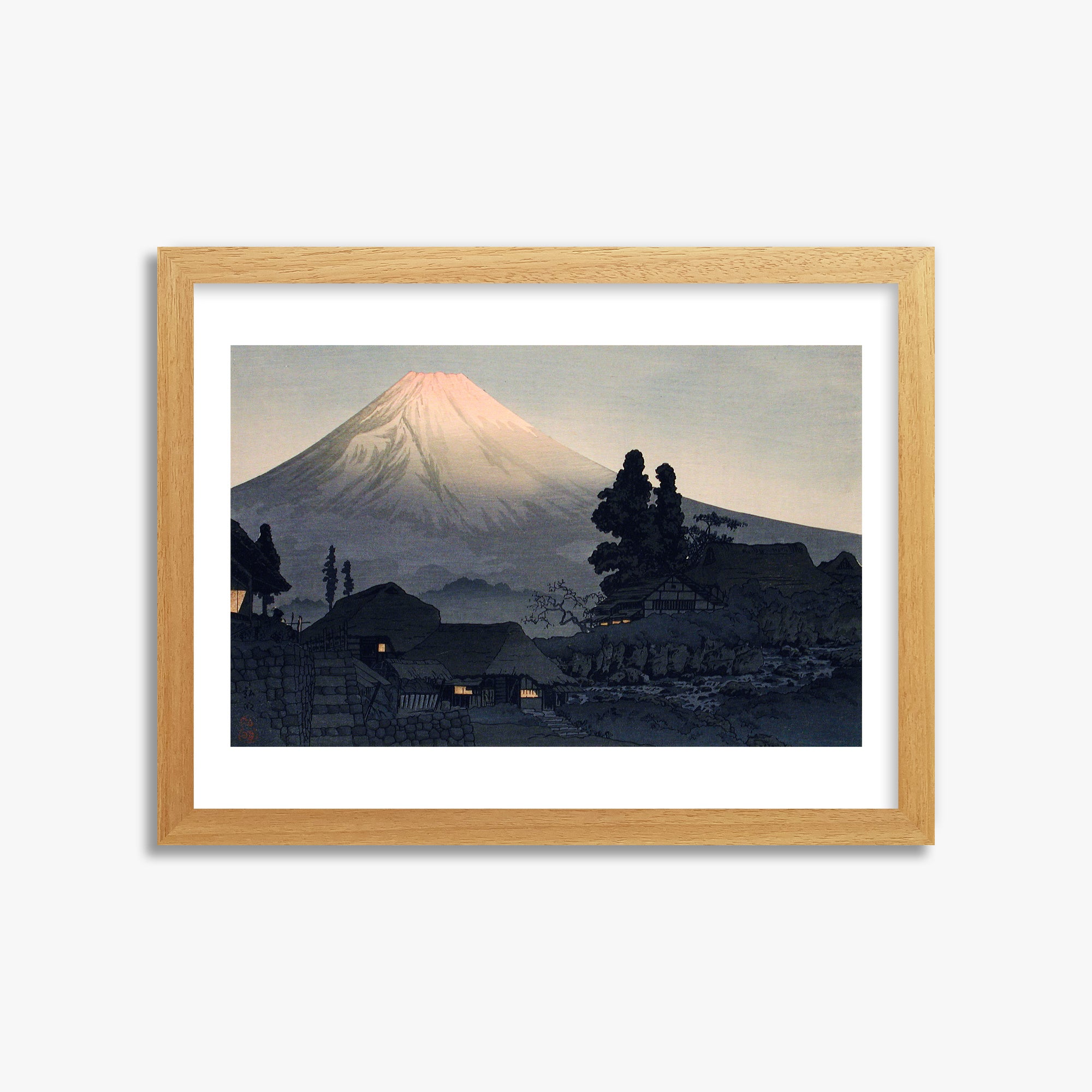Takahashi Hiroaki (Shōtei): Mount Fuji From Mizukubo (Ukutsu), 30x40cm Framed Art Reproduction With Oak Frame