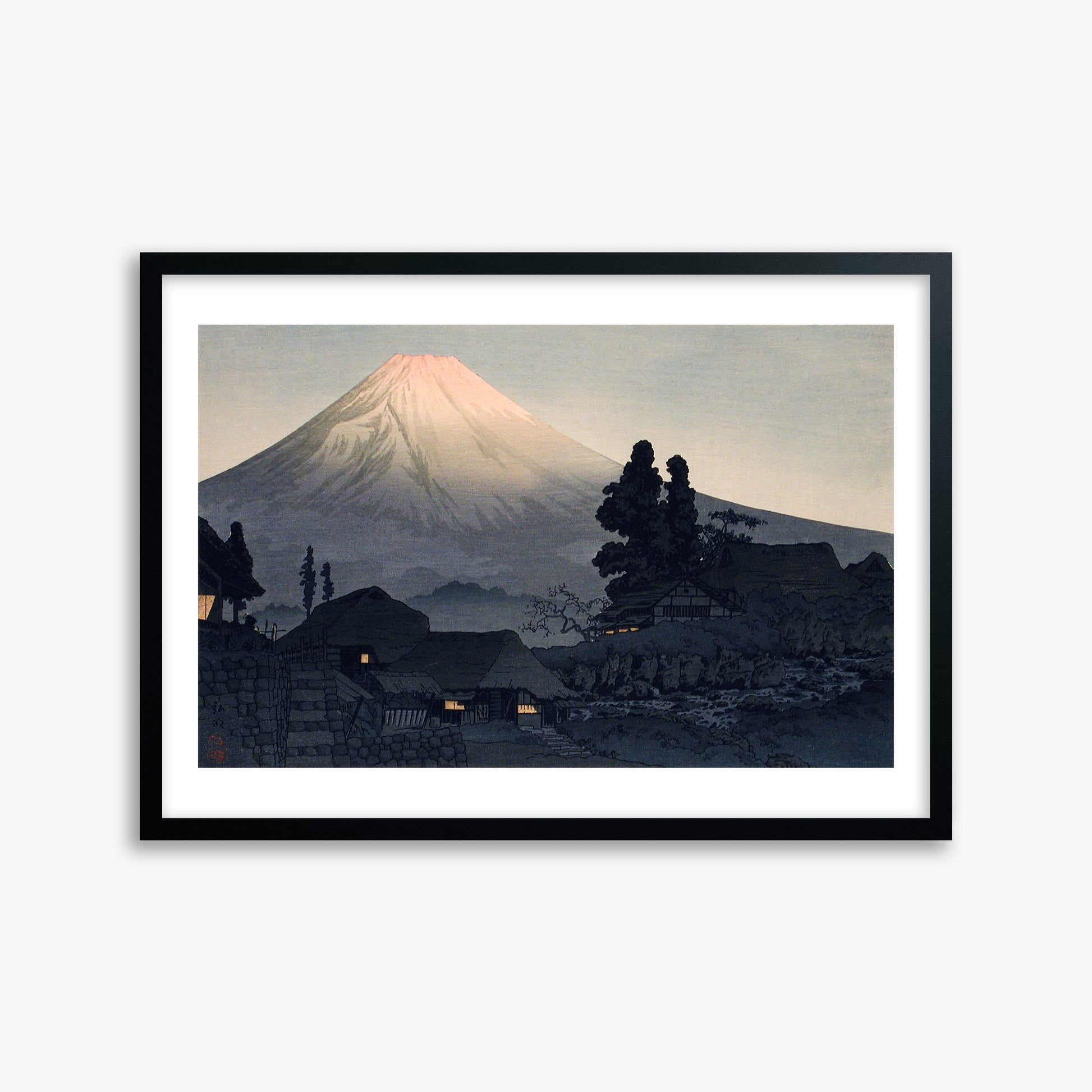 Takahashi Hiroaki (Shōtei): Mount Fuji From Mizukubo (Ukutsu), 50x70cm Framed Art Reproduction With Black Frame