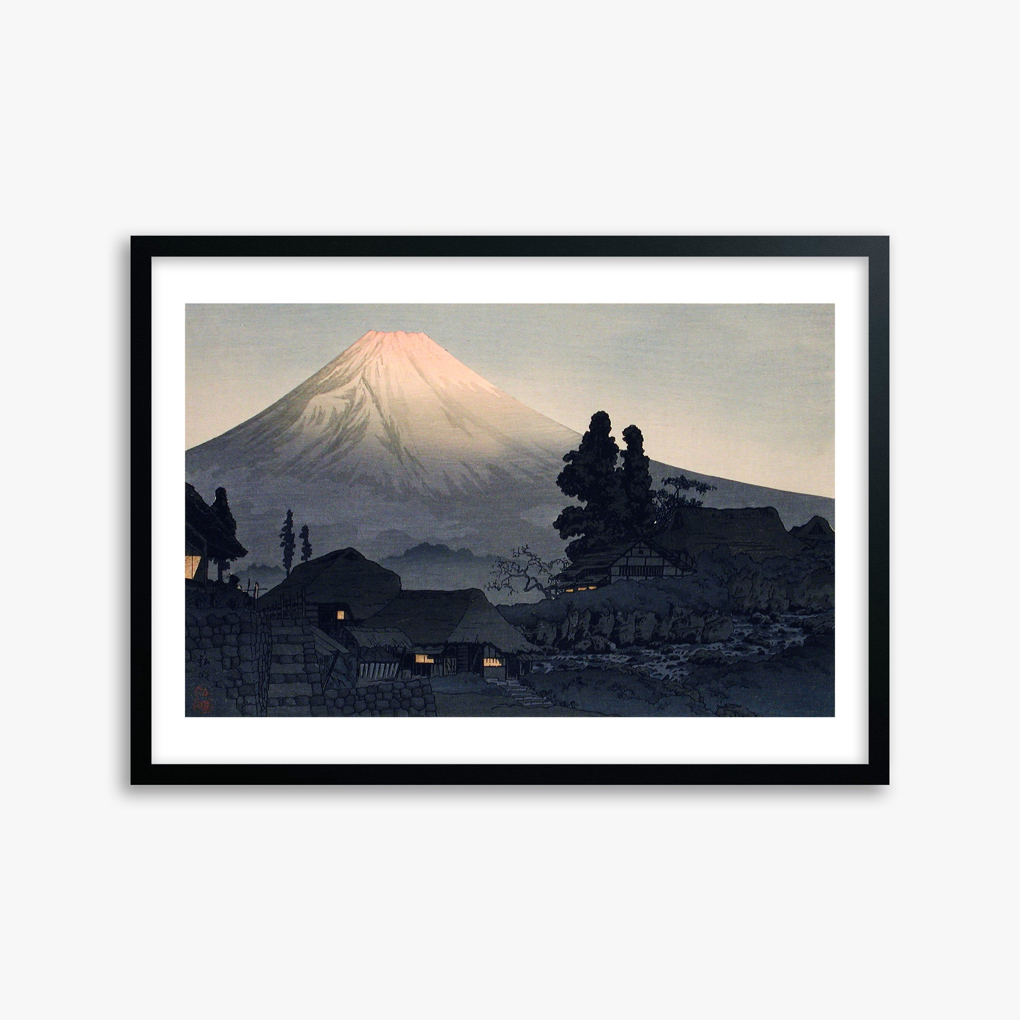 Takahashi Hiroaki (Shōtei): Mount Fuji From Mizukubo (Ukutsu), 50x70cm Framed Art Reproduction With Black Frame