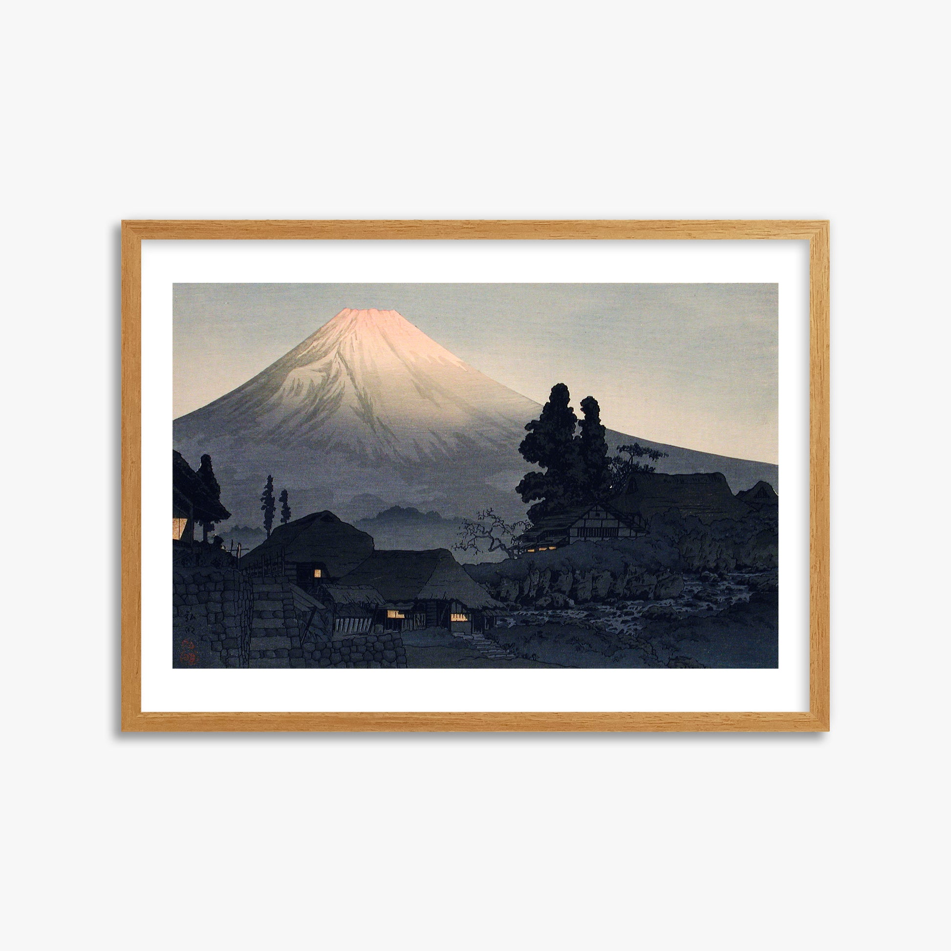 Takahashi Hiroaki (Shōtei): Mount Fuji From Mizukubo (Ukutsu), 50x70cm Framed Art Reproduction With Oak Frame