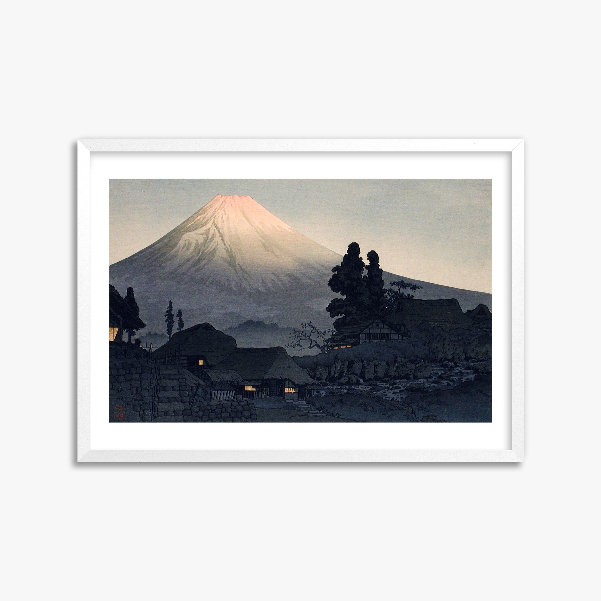 Takahashi Hiroaki (Shōtei): Mount Fuji From Mizukubo (Ukutsu), 50x70cm Framed Art Reproduction With White Frame