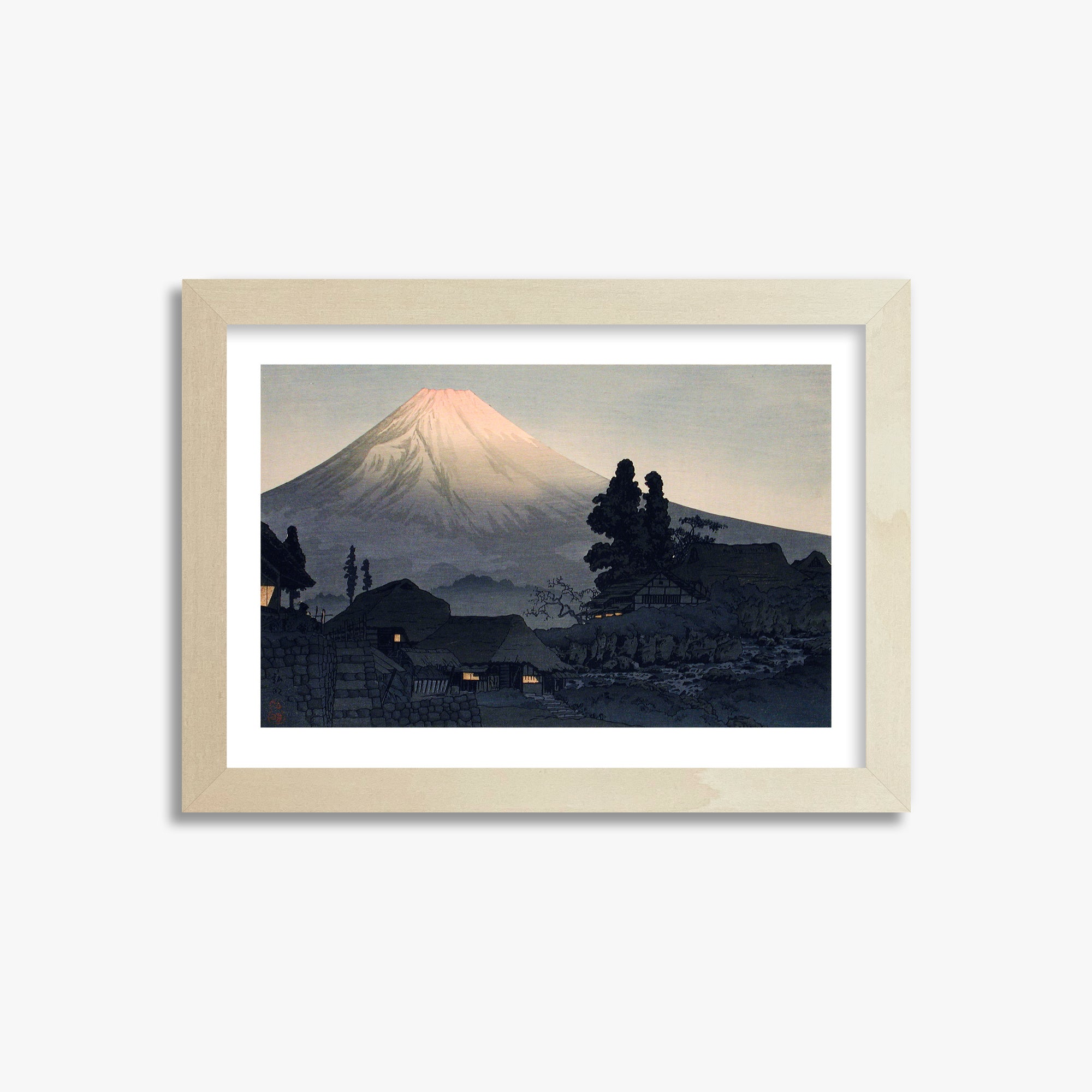 Takahashi Hiroaki (Shōtei): Mount Fuji From Mizukubo (Ukutsu), 21x30cm Framed Art Reproduction With Lime Wood Frame