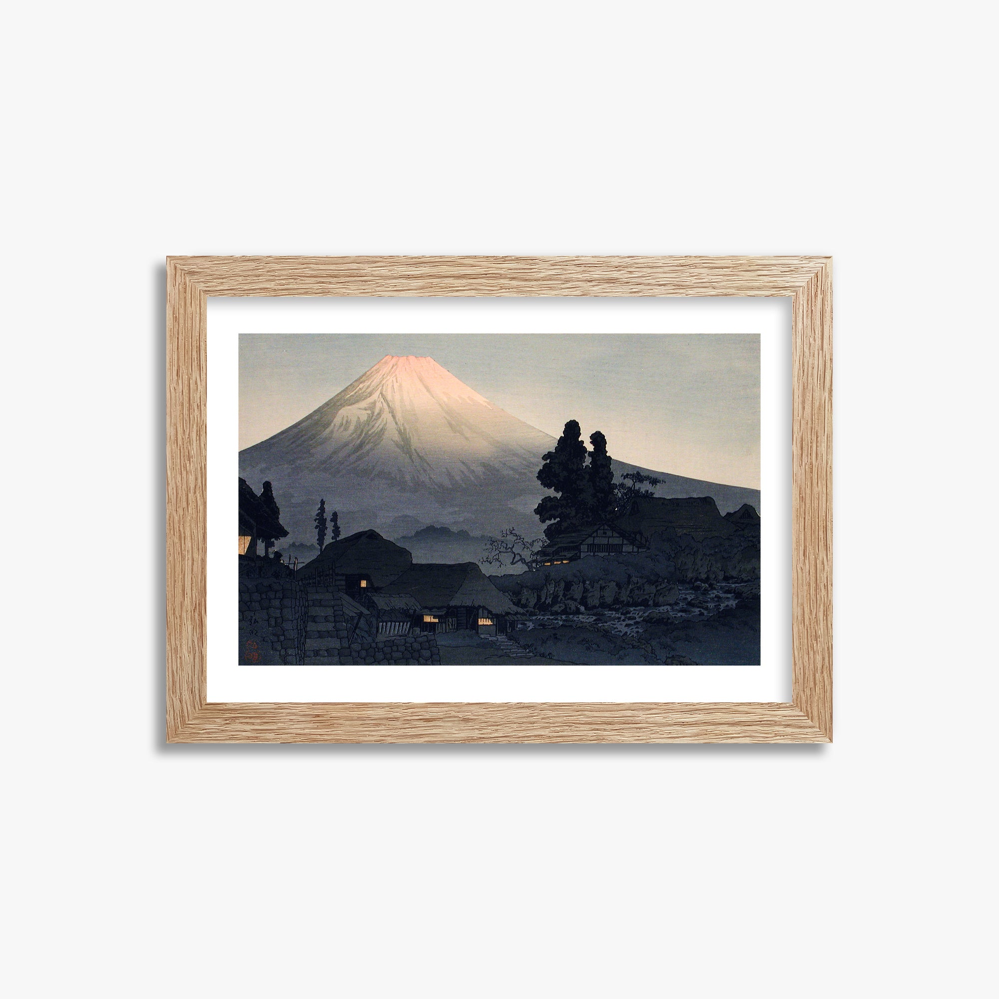 Takahashi Hiroaki (Shōtei): Mount Fuji From Mizukubo (Ukutsu), 21x30cm Framed Art Reproduction With Raw Oak Frame