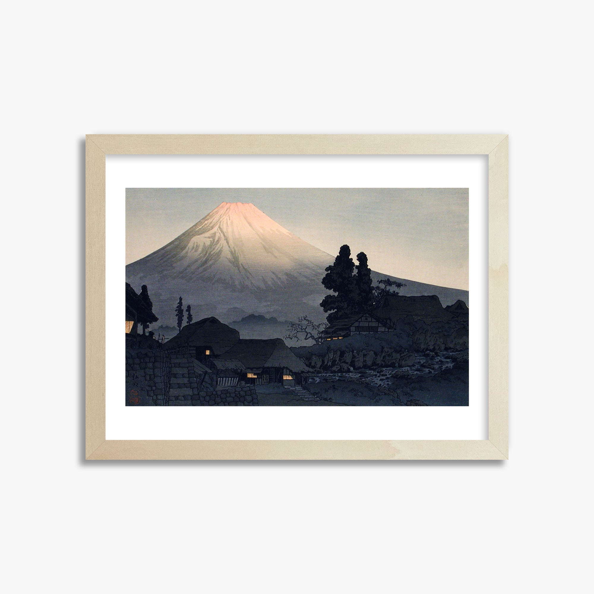 Takahashi Hiroaki (Shōtei): Mount Fuji From Mizukubo (Ukutsu), 30x40cm Framed Art Reproduction With Lime Wood Frame