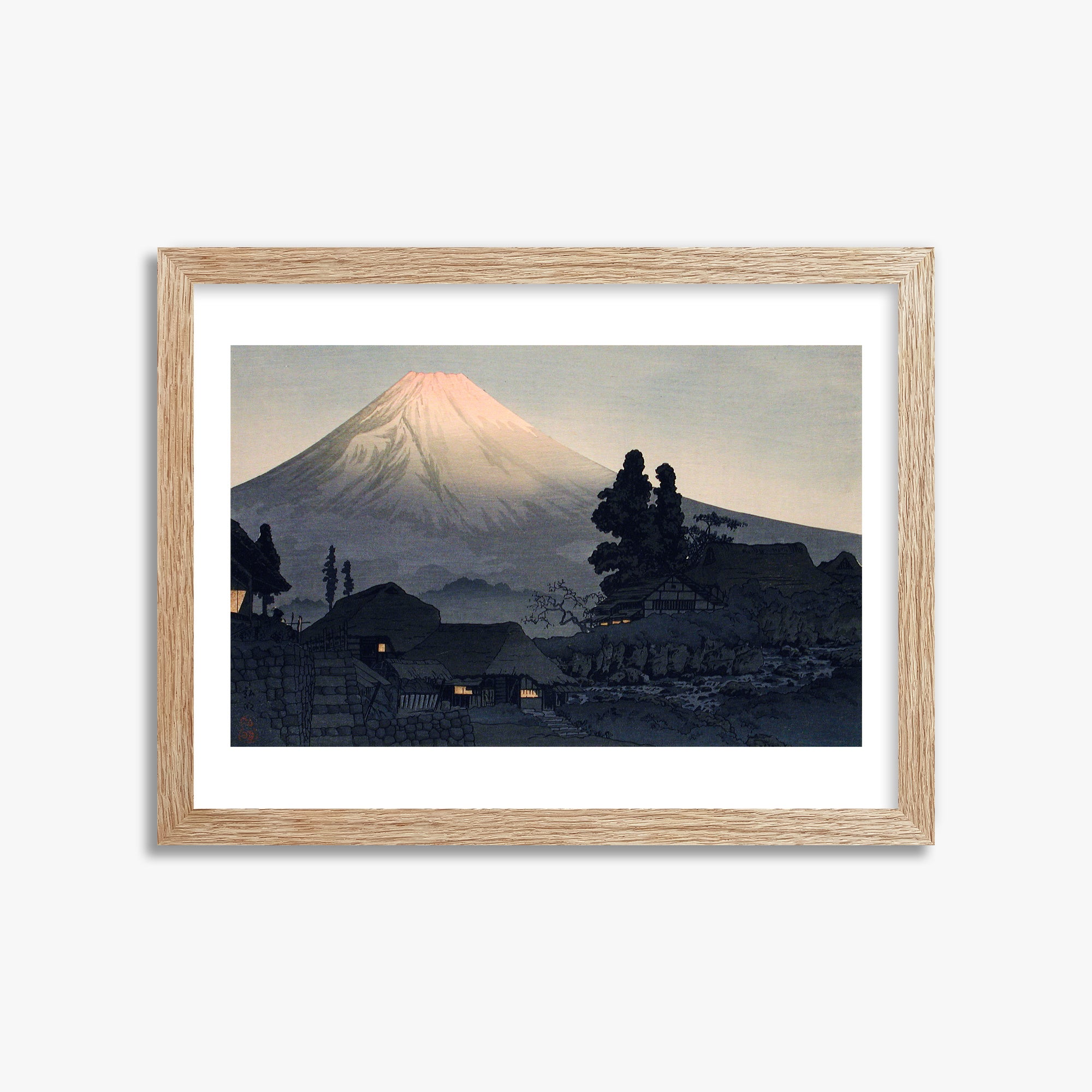 Takahashi Hiroaki (Shōtei): Mount Fuji From Mizukubo (Ukutsu), 30x40cm Framed Art Reproduction With Raw Oak Frame