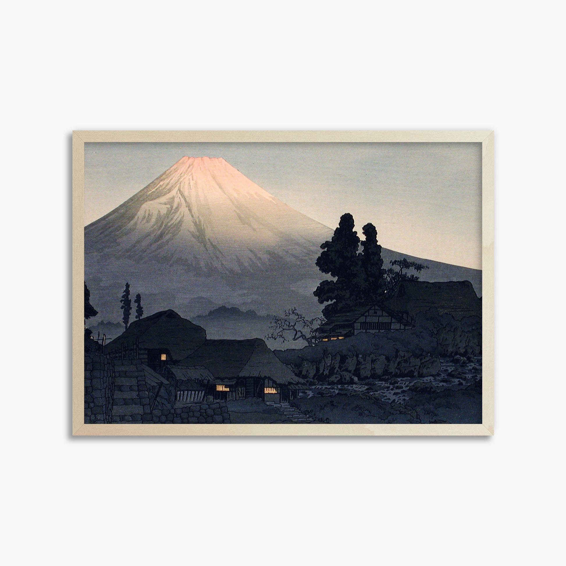 Takahashi Hiroaki (Shōtei): Mount Fuji From Mizukubo (Ukutsu), 50x70cm Framed Art Reproduction With Lime Wood Frame