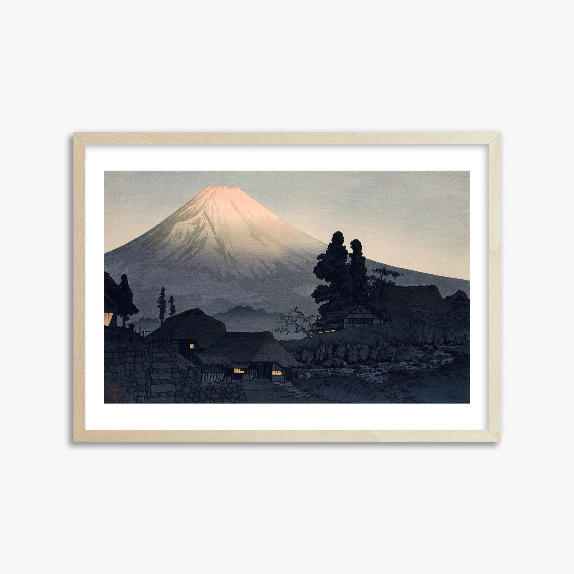 Takahashi Hiroaki (Shōtei): Mount Fuji From Mizukubo (Ukutsu), 50x70cm Framed Art Reproduction With Lime Wood Frame